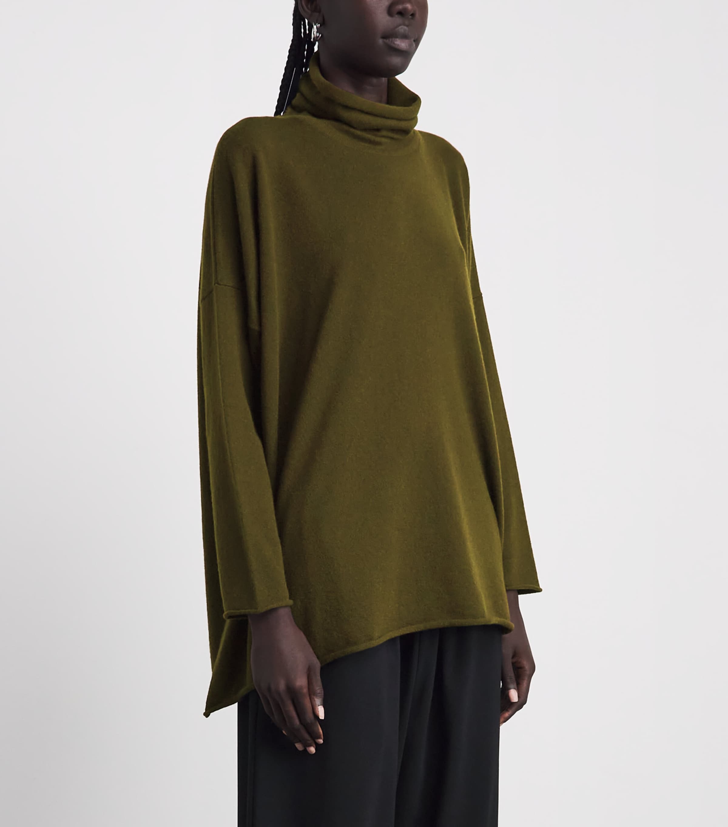 Eskandar Womens Cashmere Rollneck Sweater Lodenbronz Image 4