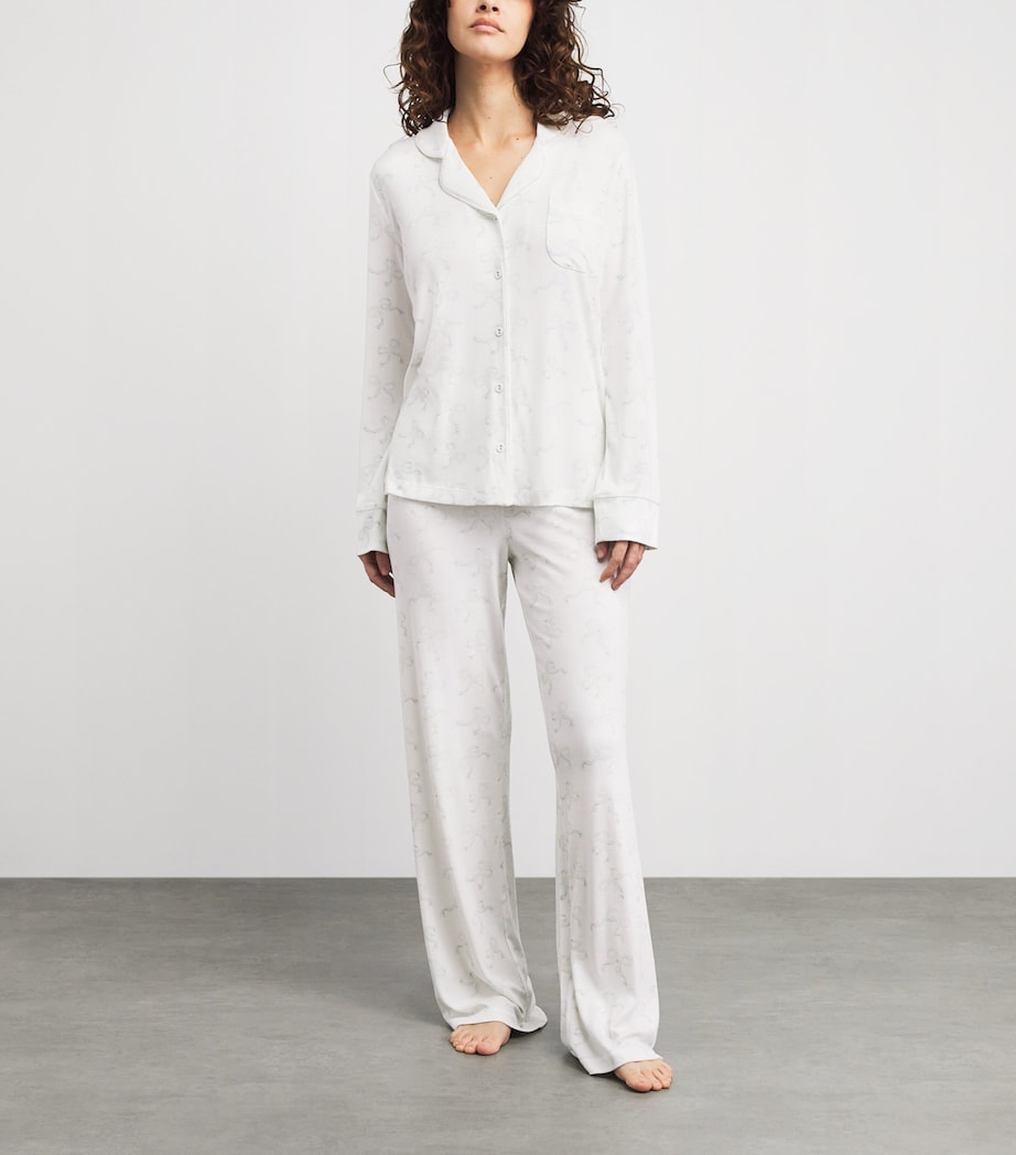 Skims Womens Soft Lounge Pyjama Set Ivory Prl Bows Prnt Image 2