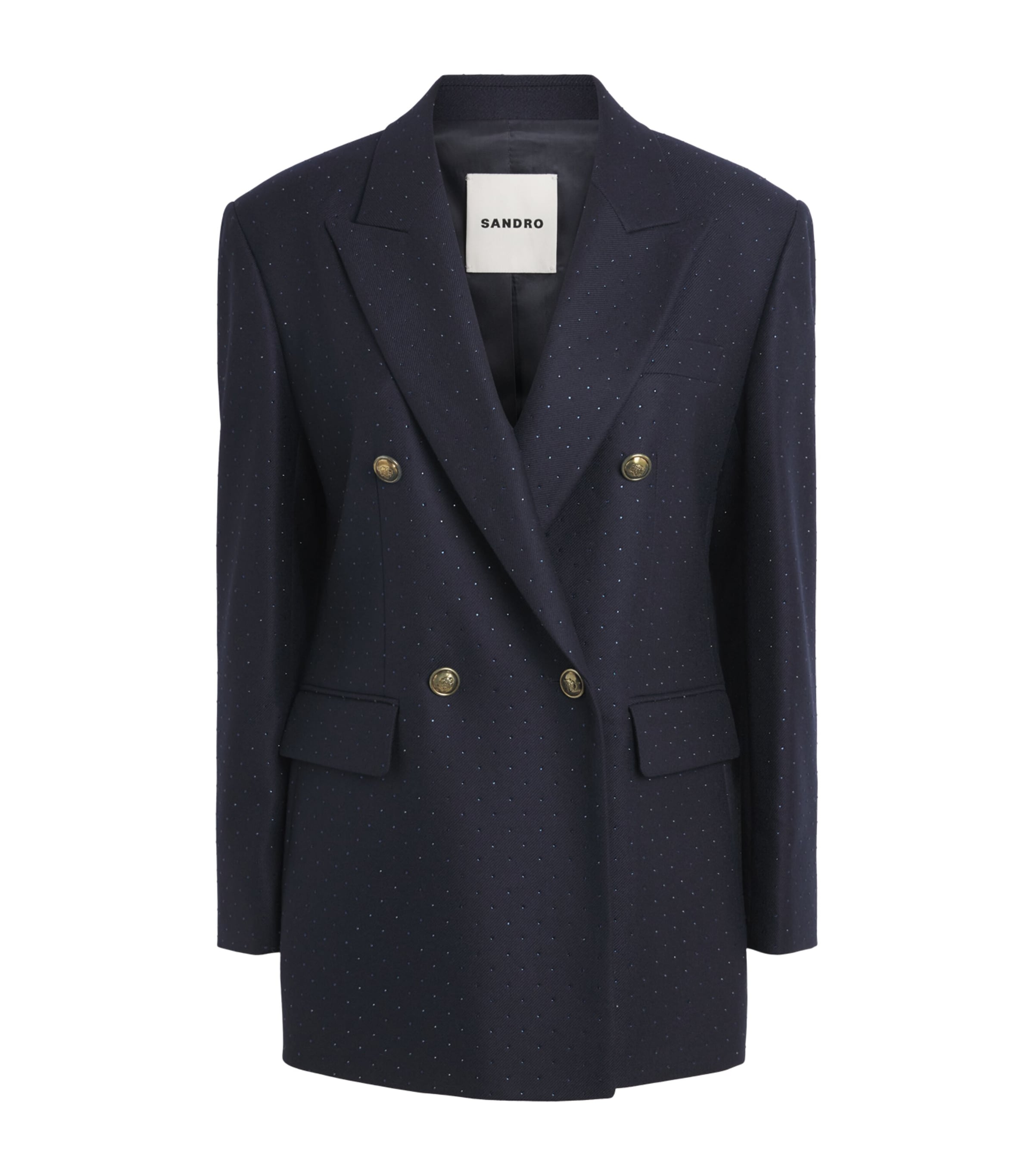 Sandro Paris Womens Wool Embellished Blazer Navy Blue Image 1