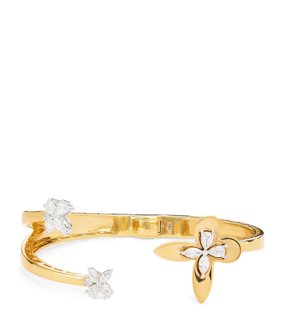 Mixed Gold and Diamond Butterfly Bangle MIXED GOLD Image 1