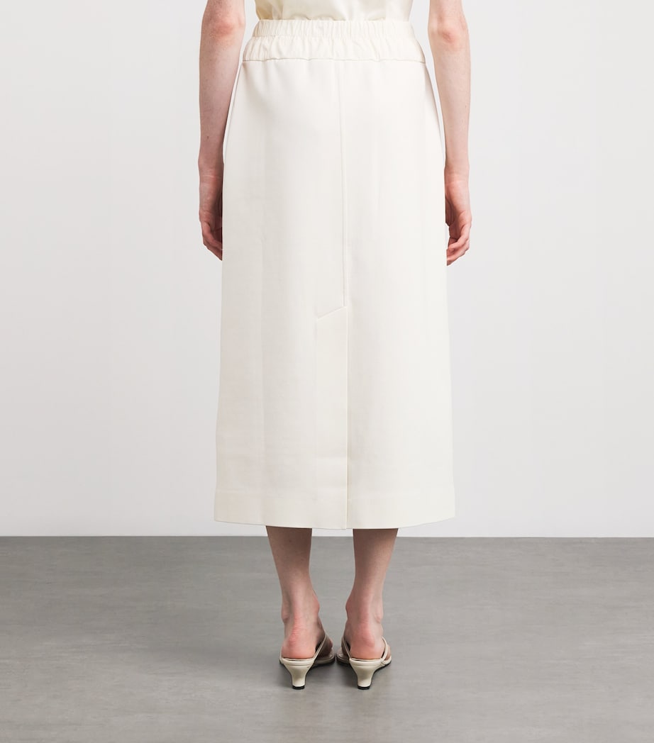Cotton-Blend Jersey and Canvas Midi Skirt WHITE Image 4