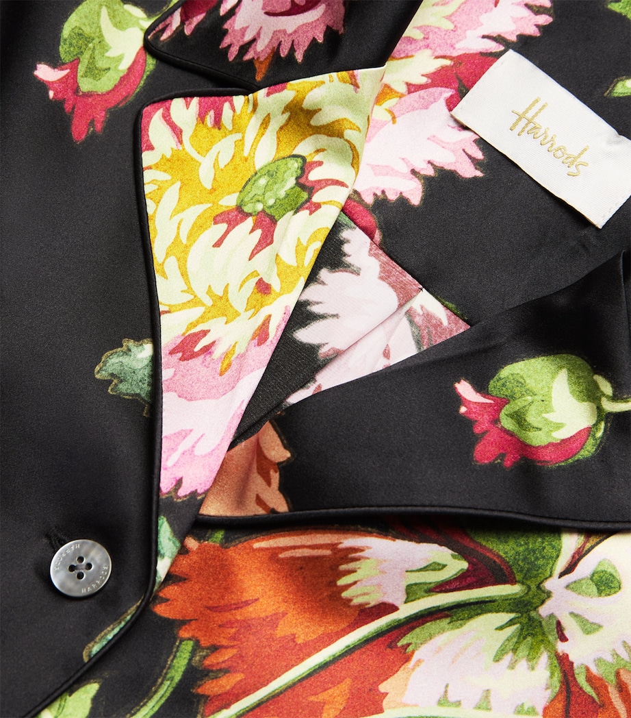 Harrods Womens Silk Floral Pyjama Set Black Image 5