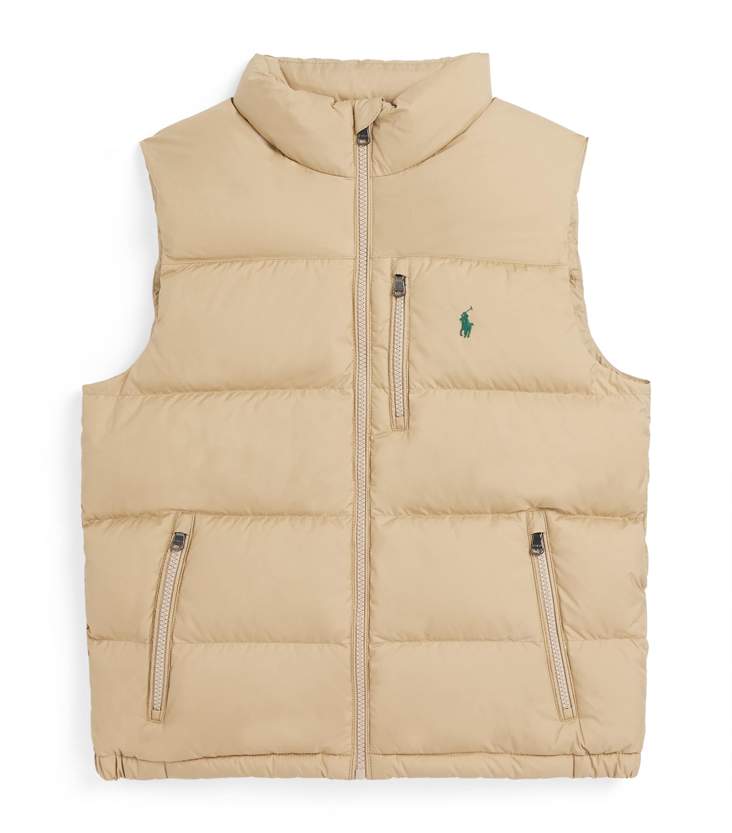 Ralph Lauren Kids Down Polo Pony Gilet (6-14 Years) Khaki Image 1