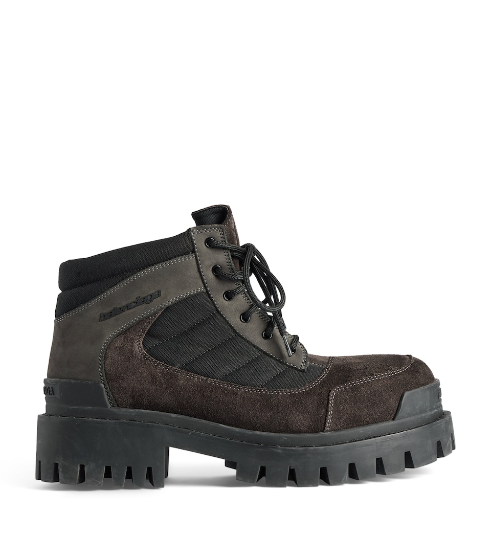 Balenciaga Leather-Cotton Combat Strike Ankle Boots