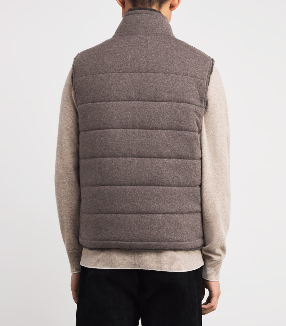 Cashmere Rex Fur-Lined Vermont Gilet BISCOTTI DARK BROWN Image 4
