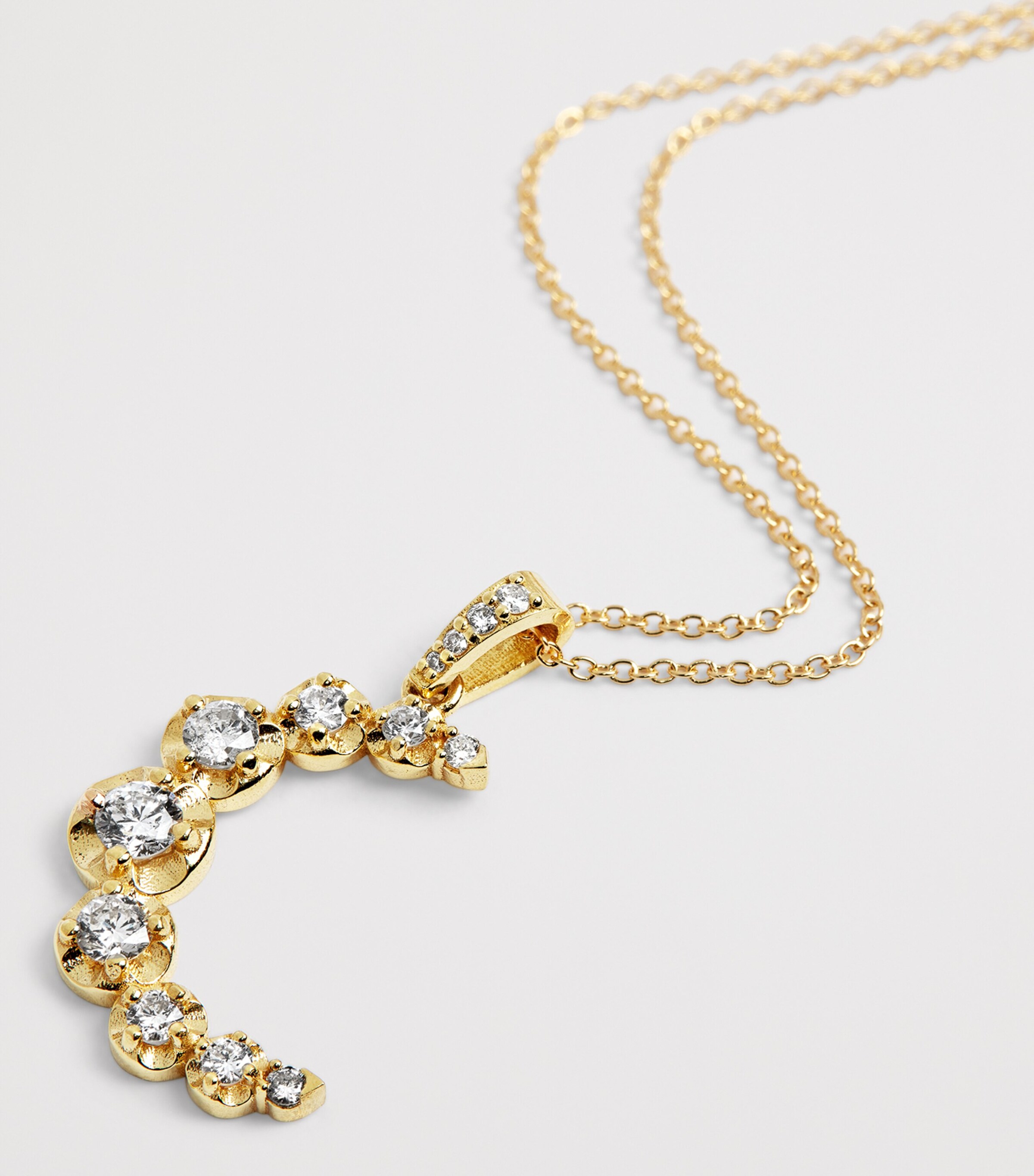 Yellow Gold and Diamond Moon Necklace YELLOW GOLD Image 4