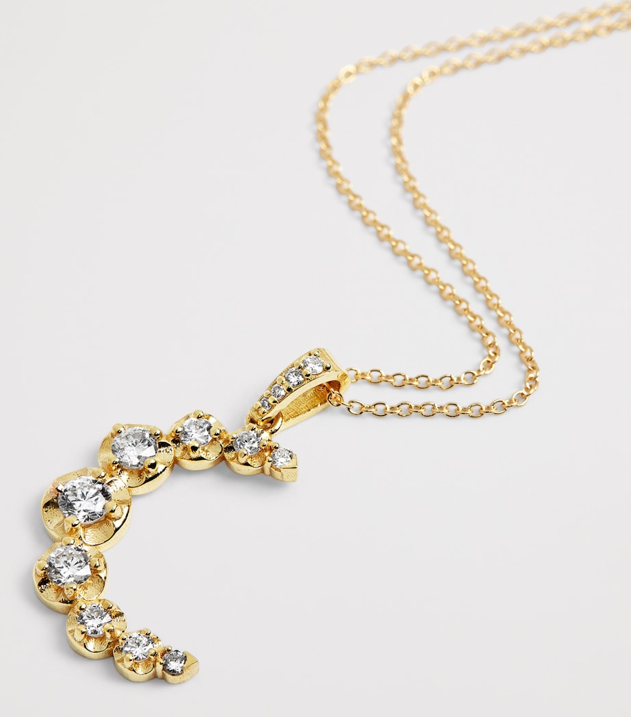 Yellow Gold and Diamond Moon Necklace YELLOW GOLD Image 4