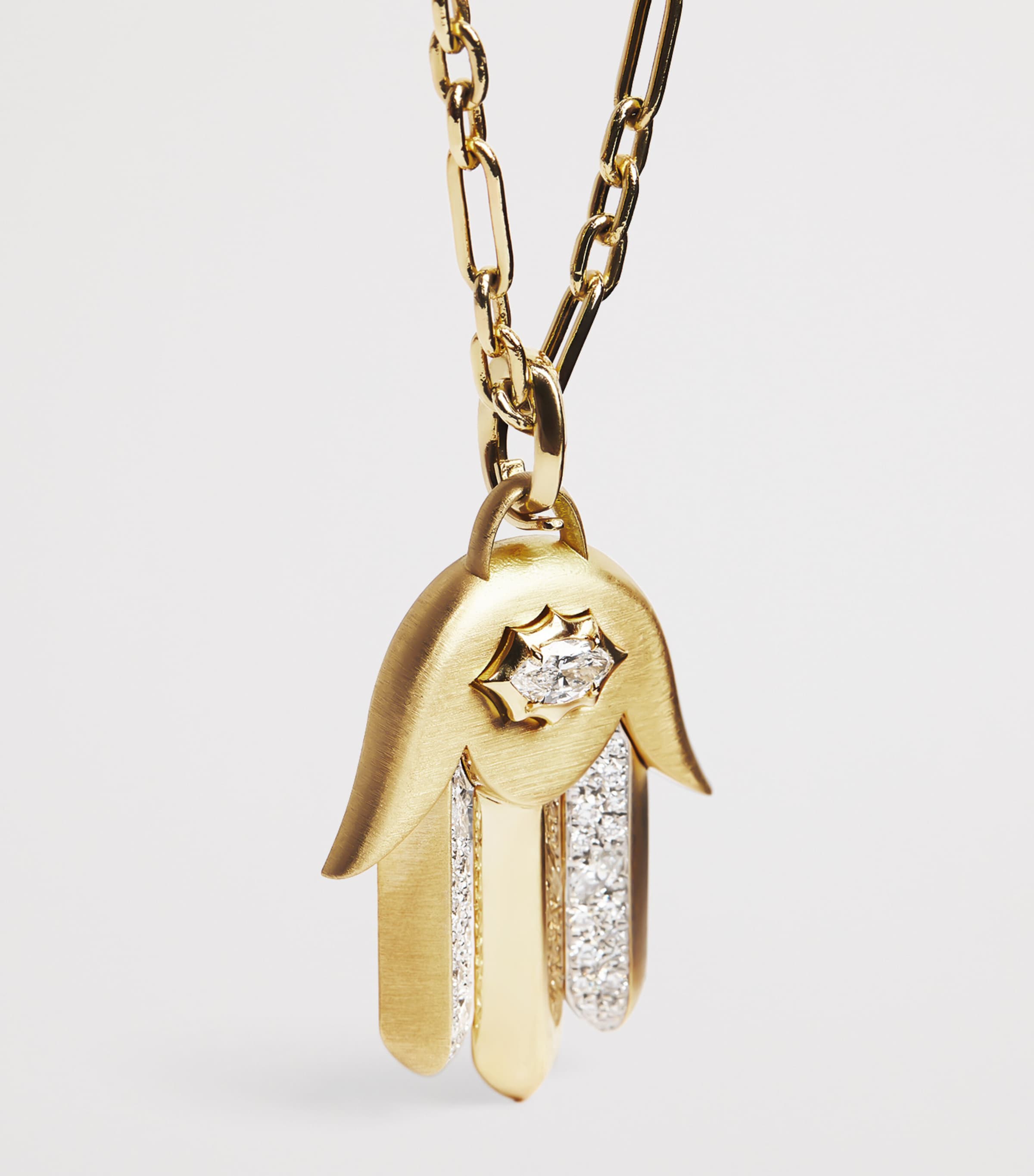 Yellow Gold and Diamond Hamsa Charm YELLOW GOLD Image 4