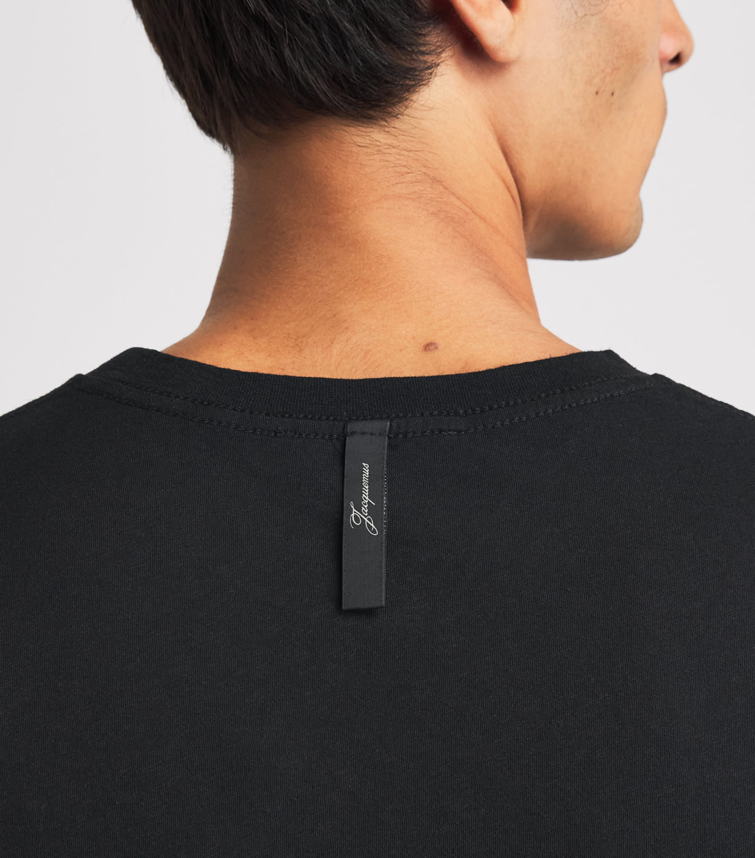 Jacquemus Mens Cotton-Hemp Logo Long-Sleeve T-Shirt Black Image 3