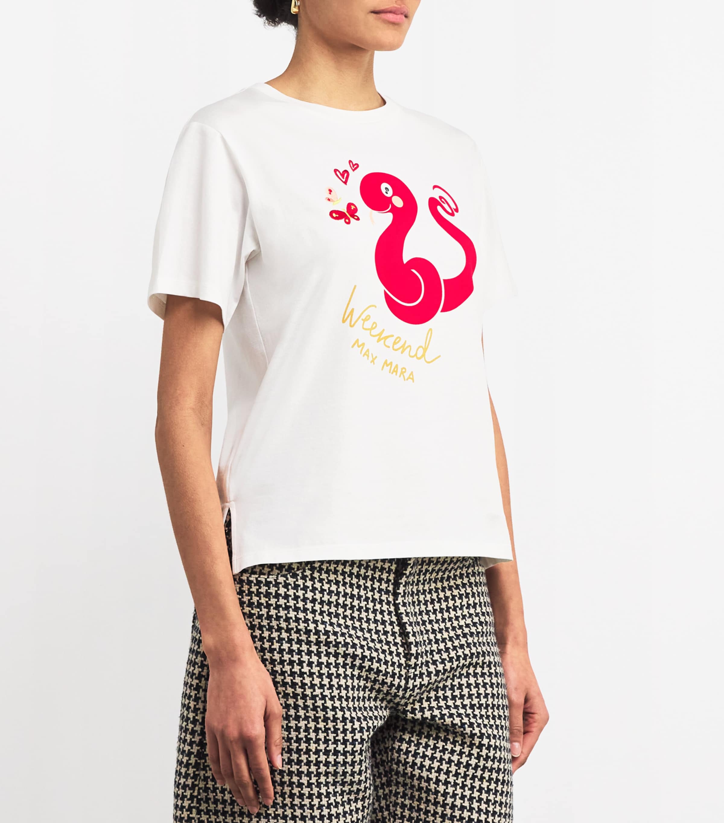 Weekend Max Mara Womens Year of the Snake Printed T-Shirt White Image 3