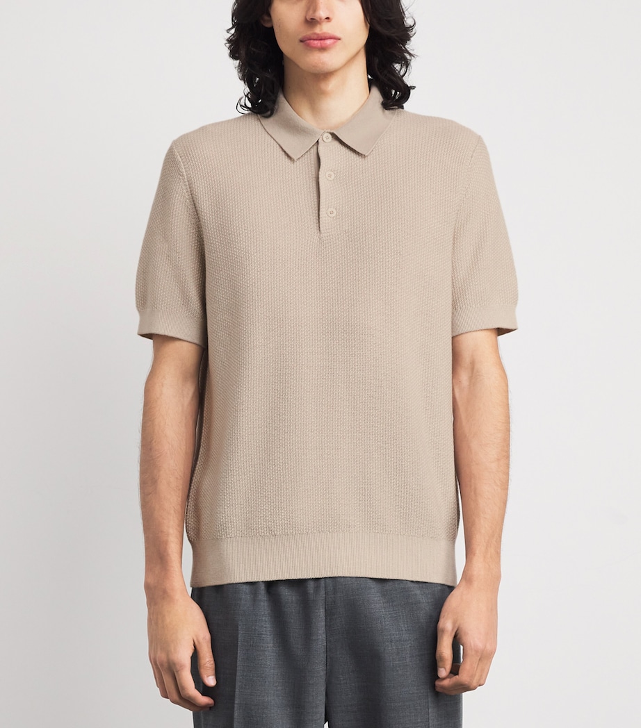 Vince Mens Wool-Blend Jacquard Polo Shirt Image 3