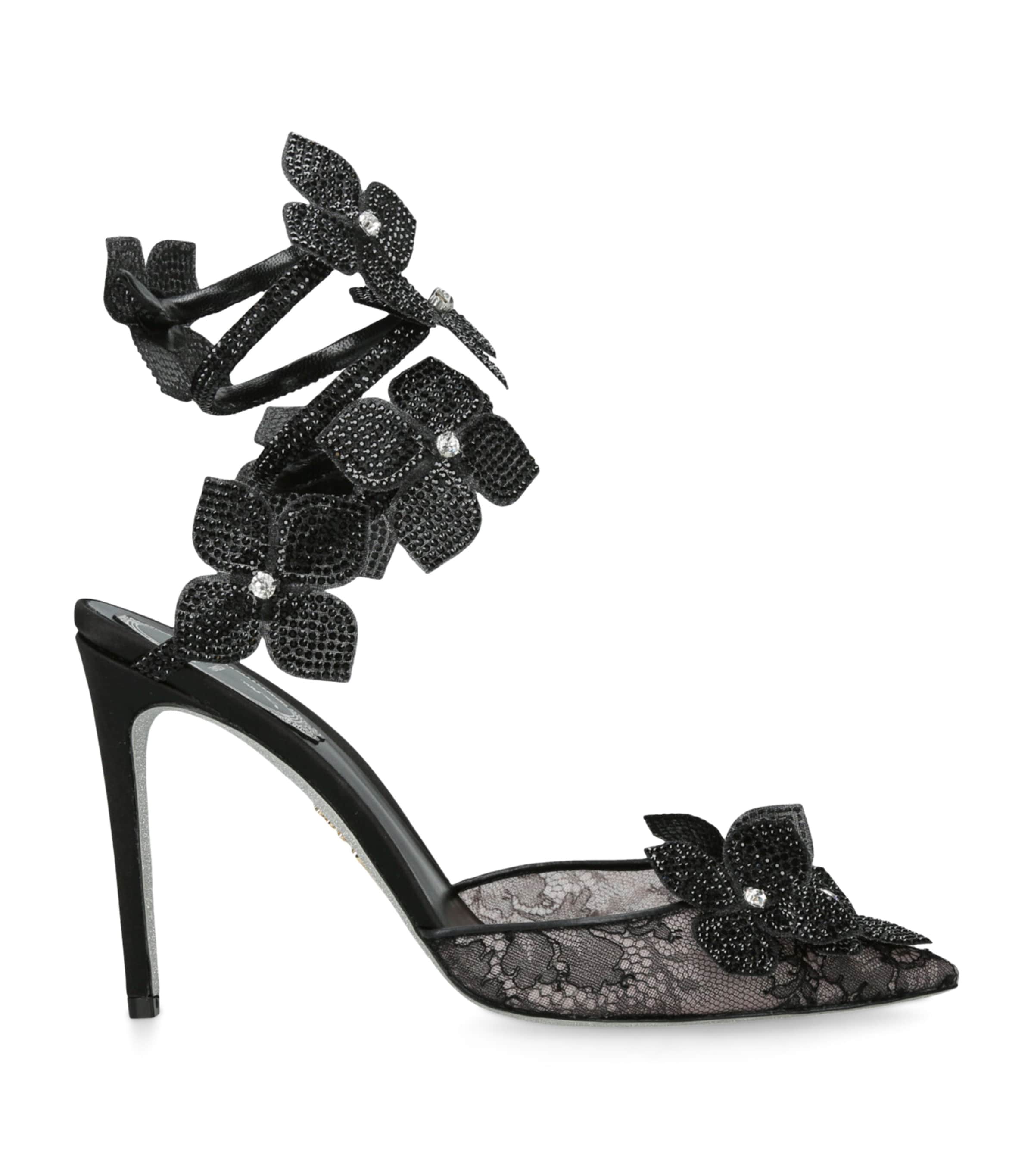 René Caovilla Embellished Floriane Pumps 105 In Black