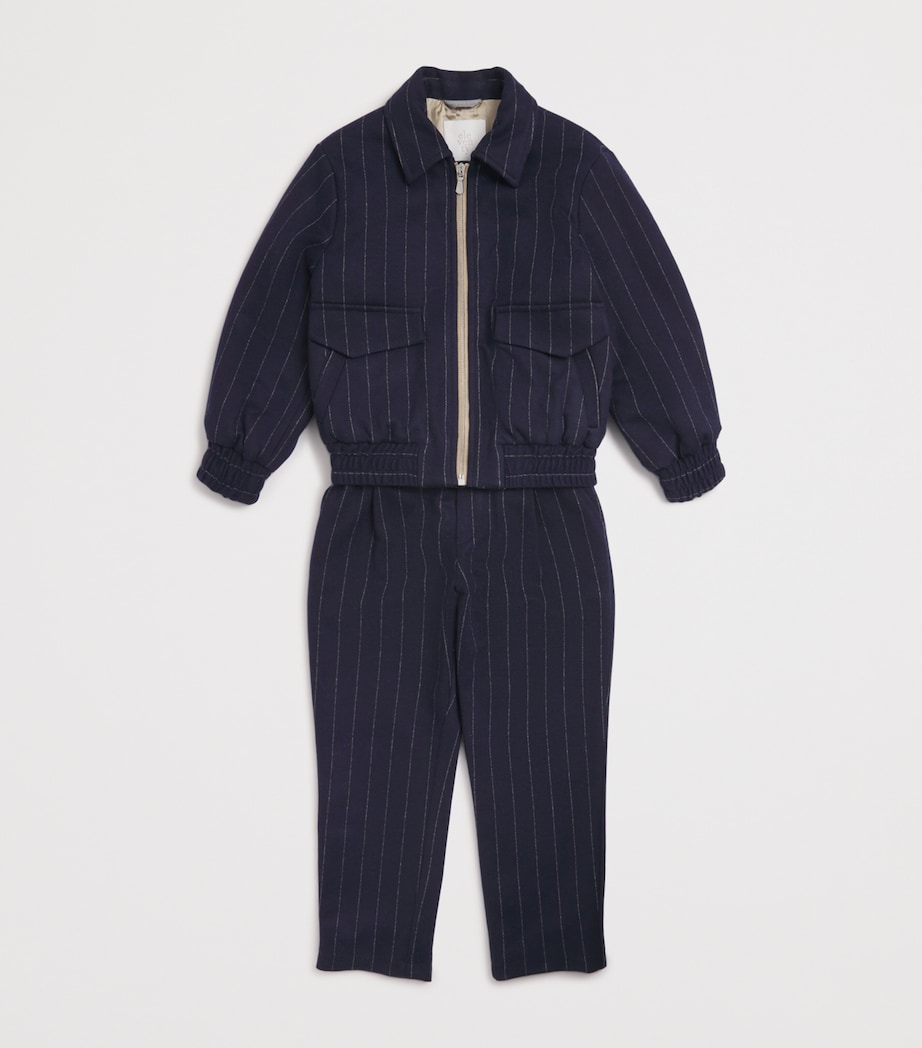 Pinstripe Drawstring Straight Trousers (2-16 Years) 625BGBLU/BEIGE Image 3