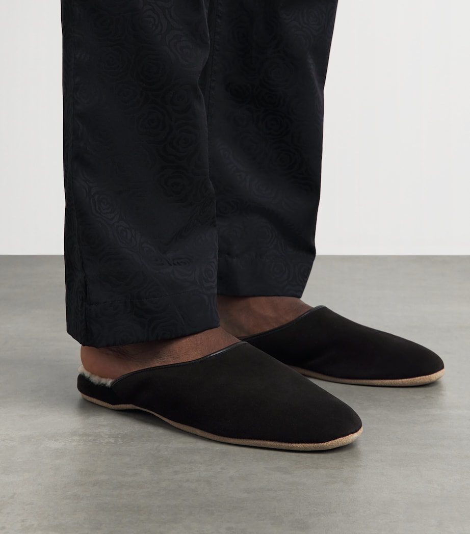 Derek Rose Suede Douglas Slippers Black Image 7