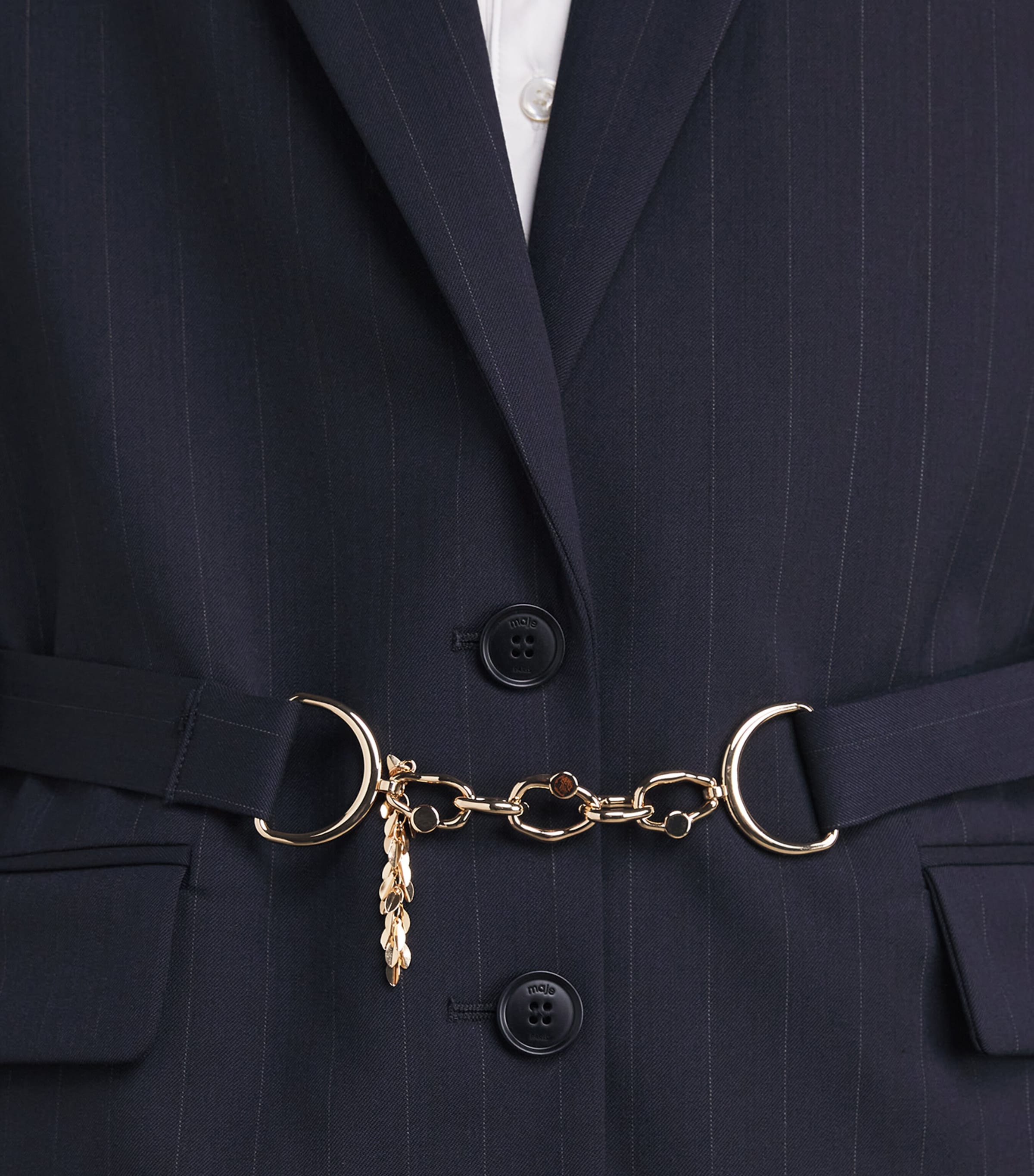 Wool-Blen Chalk Stripe Blazer NAVY Image 6