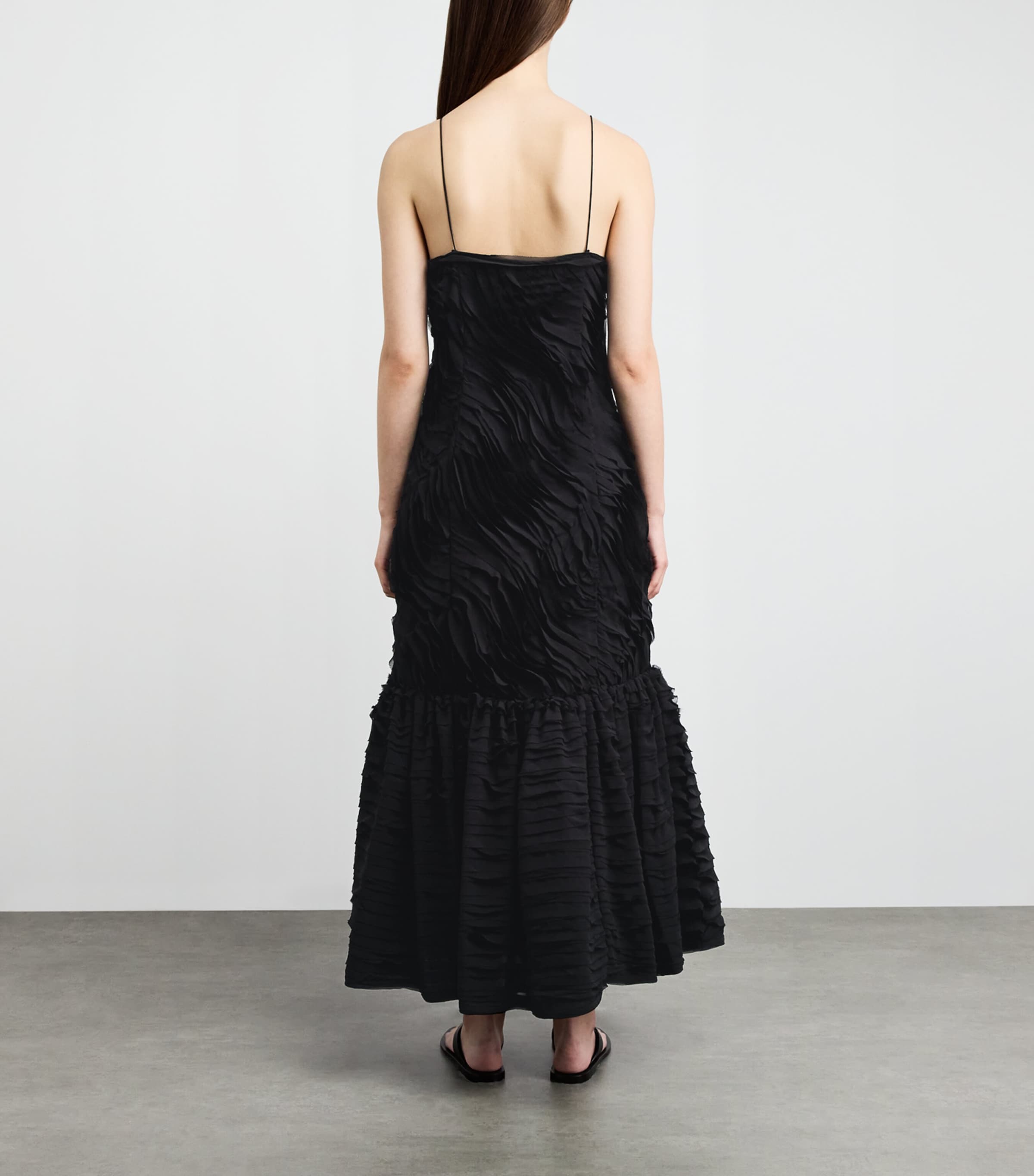 Ulla Johnson Womens Chiffon-Ribbon Augustina Maxi Dress Noir Image 4