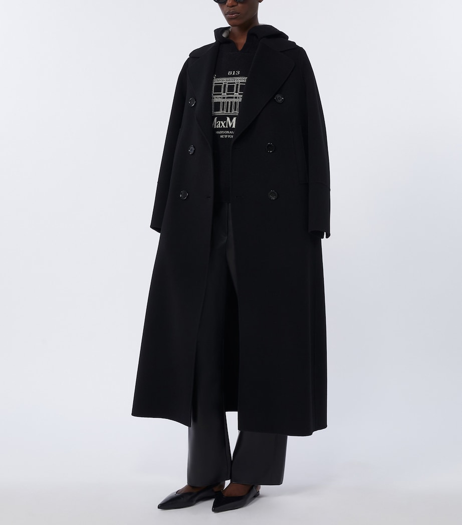 Max Mara Womens Faux Leather Wide-Leg Trousers Black Image 2