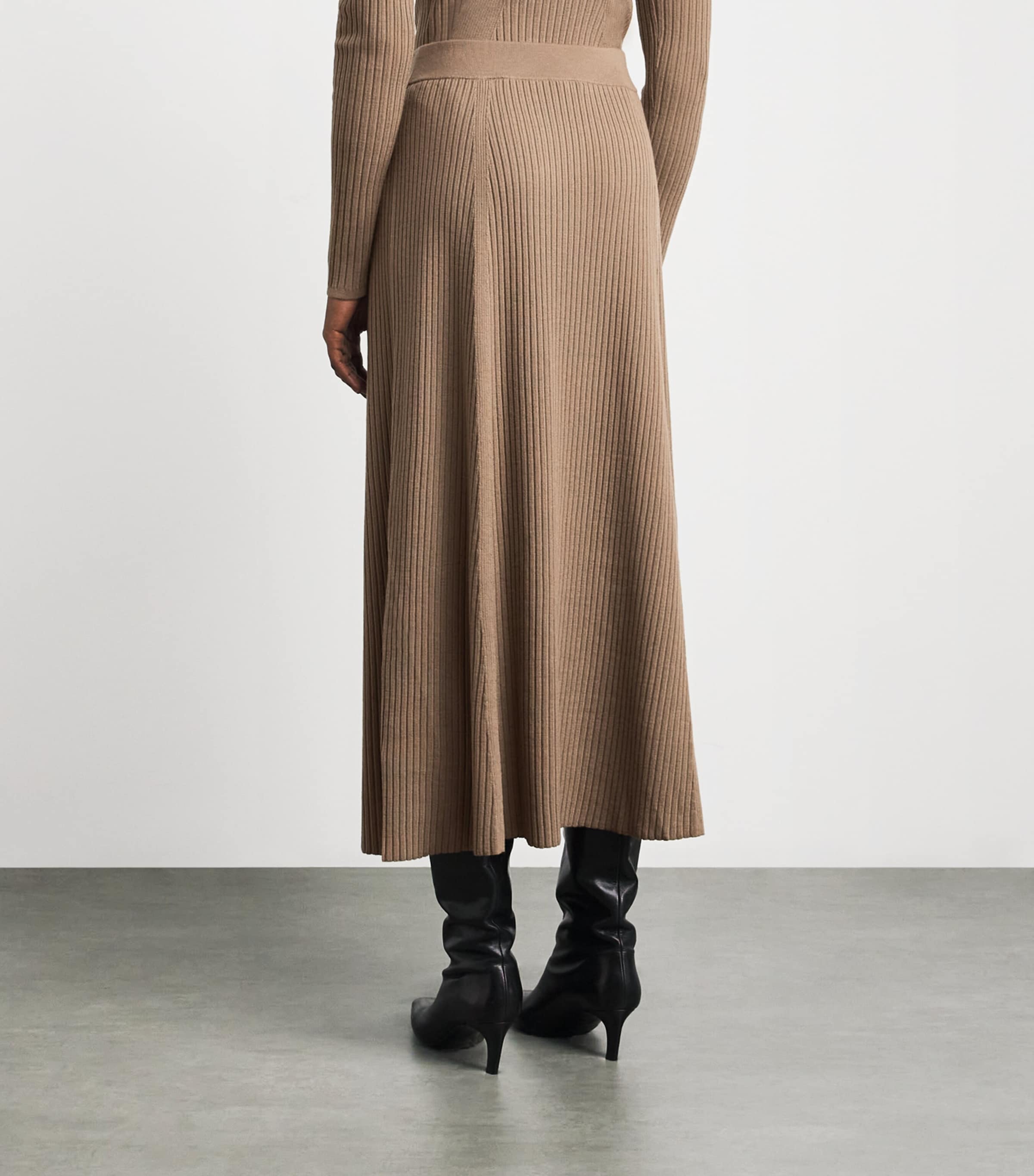 Joseph Brown Merino-Blend Ribbed Hallie Midi Skirt | Harrods US