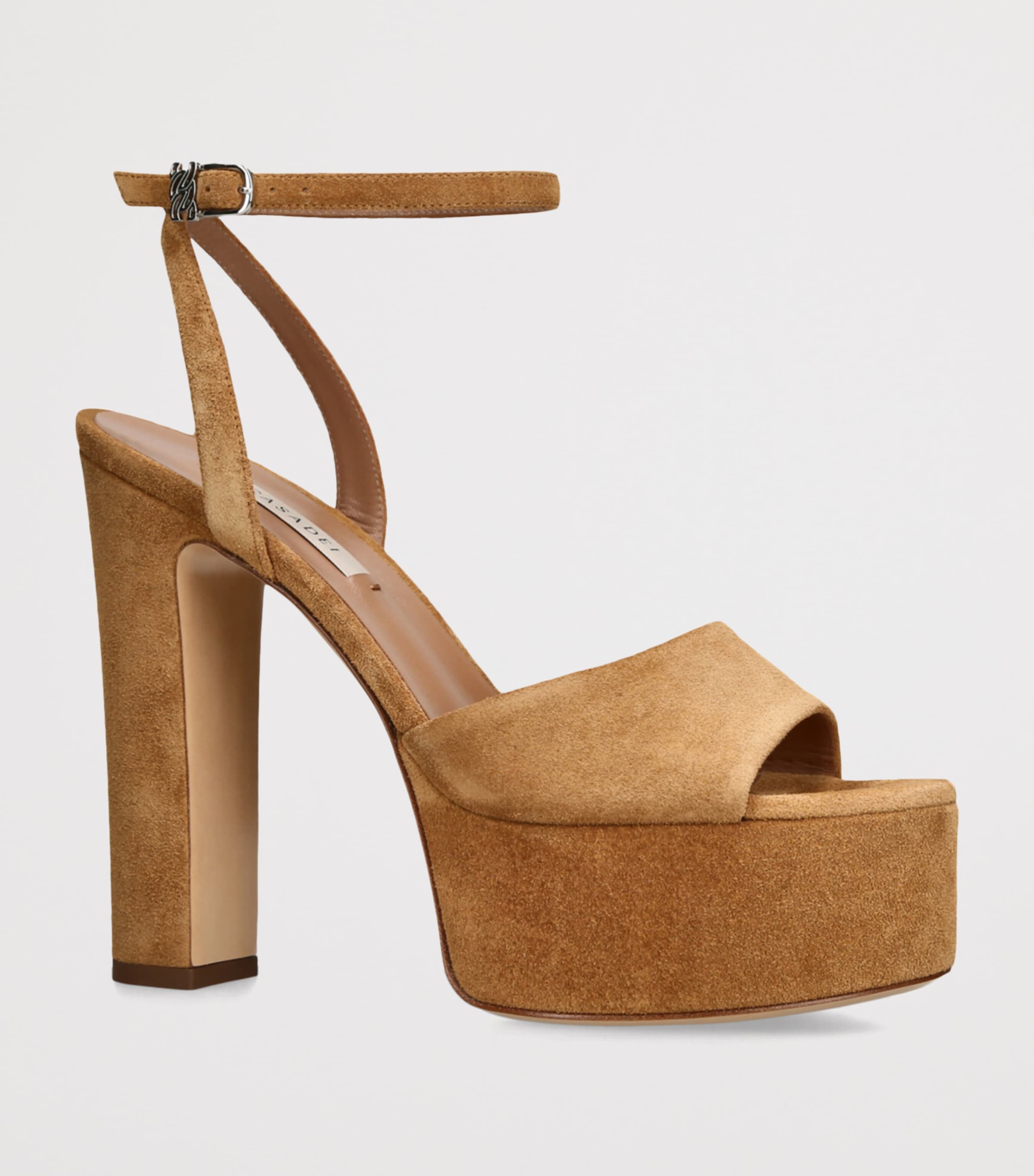 Casadei Suede Patty Platform Heels 130 Tan Image 3