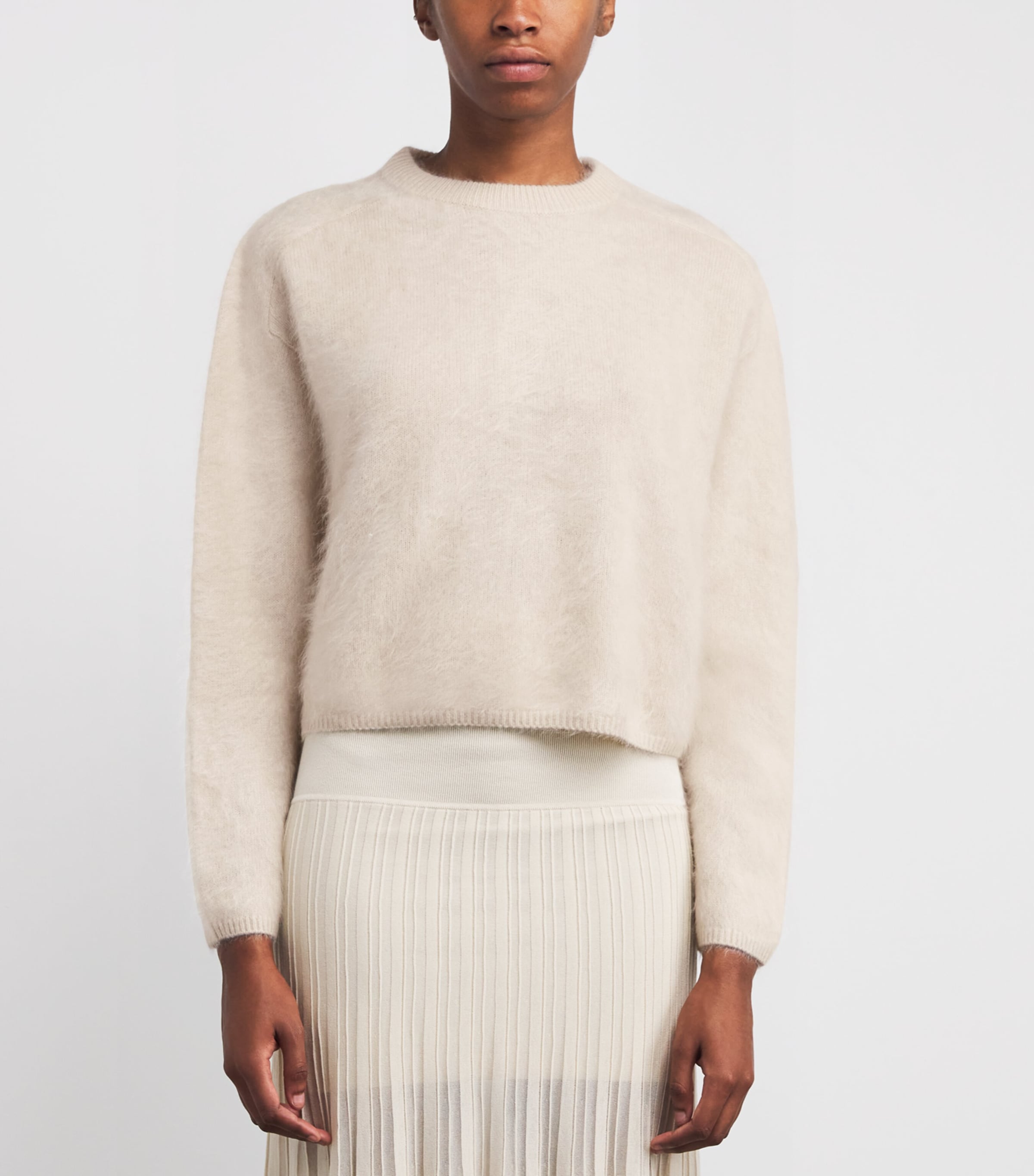 Brushed Cashmere Crew-Neck Sweater CHALK Image 3