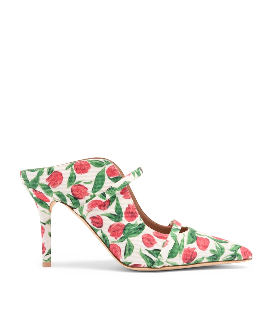 Malone Souliers Canvas Tulip Print Maureen Heeled Mules 85 Red Image 1