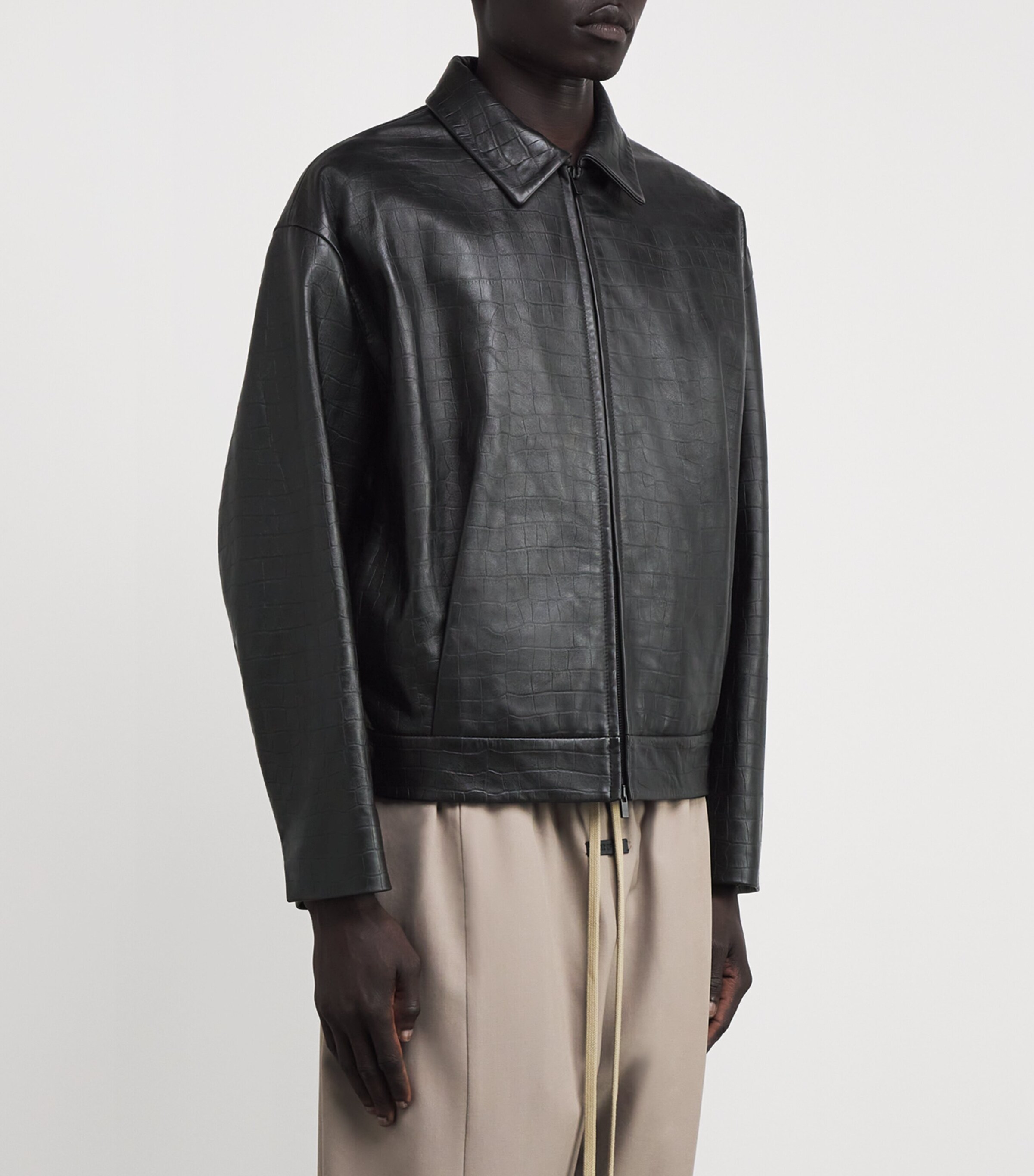 Fear Of God Black Croc-Embossed Leather Jacket | Harrods US
