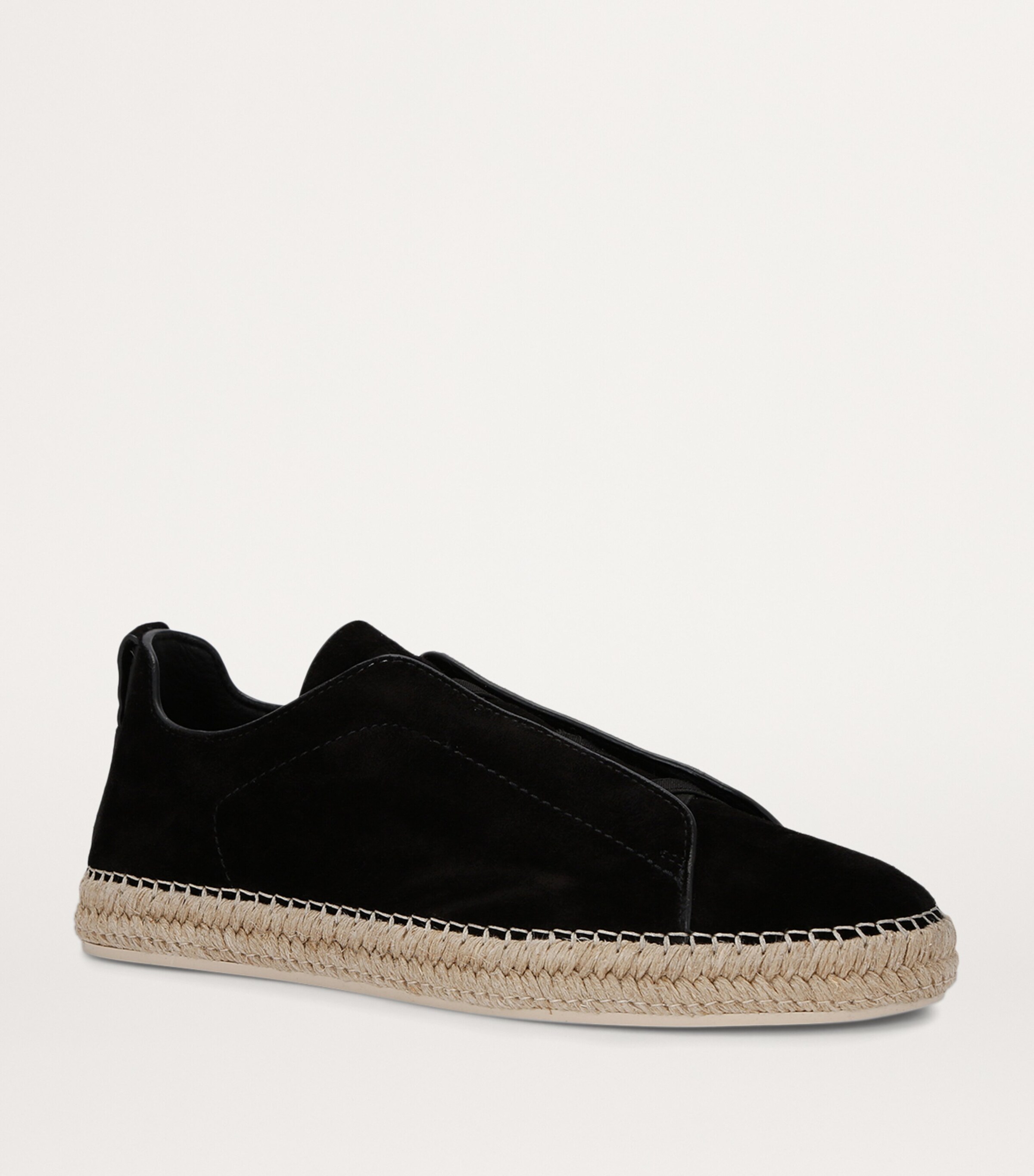 Suede Triple Stitch Espadrilles BLACK Image 3