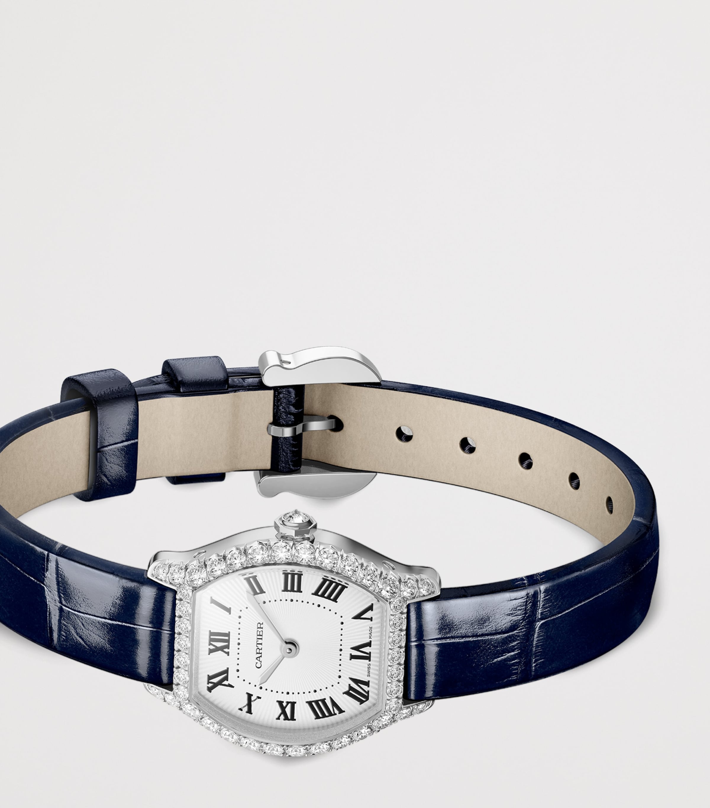 Cartier Mini White Gold and Diamond Tortue Watch 20.9mm White Gold Image 3