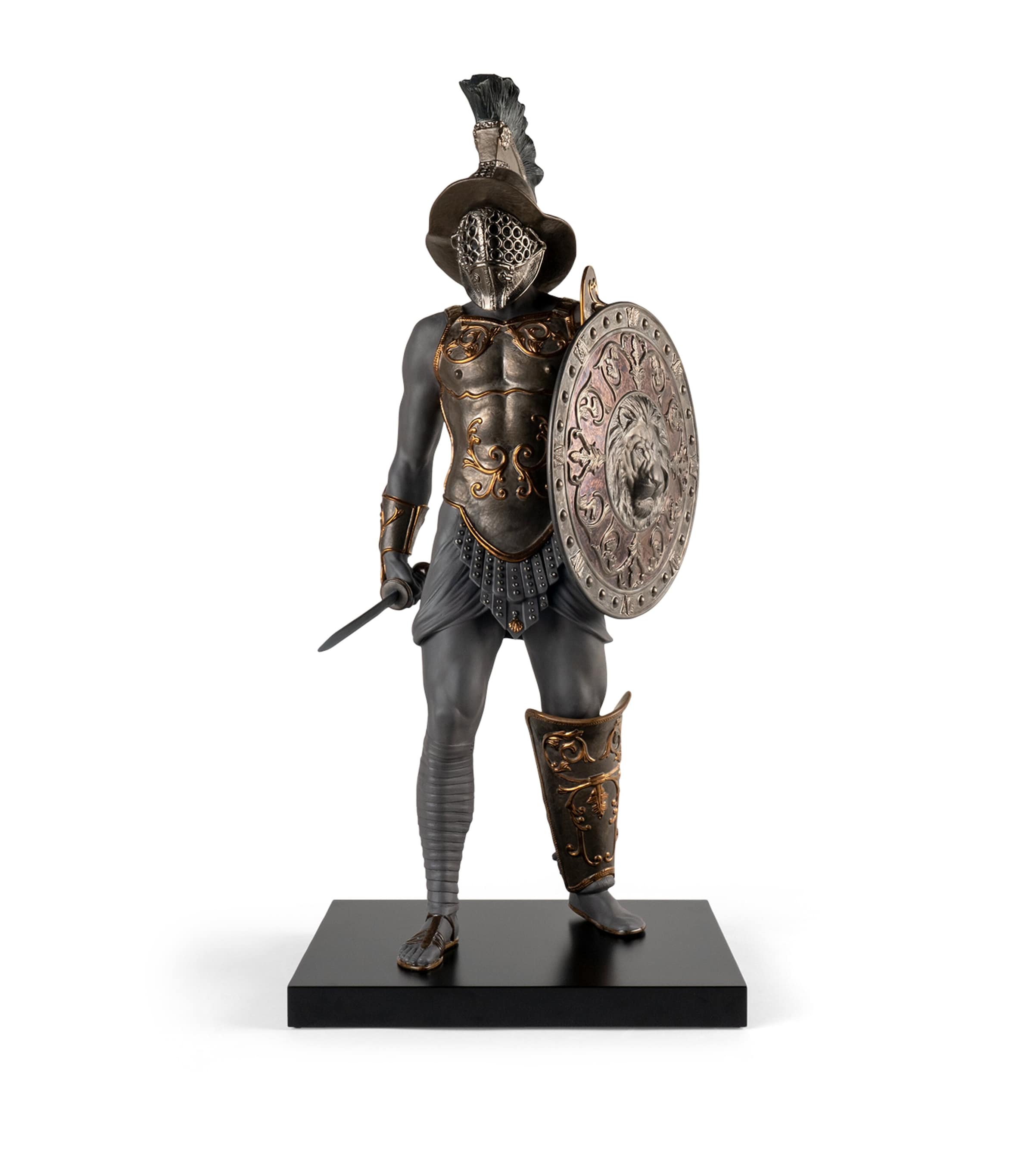 Lladró Porcelain Gladiator Sculpture Black Image 3