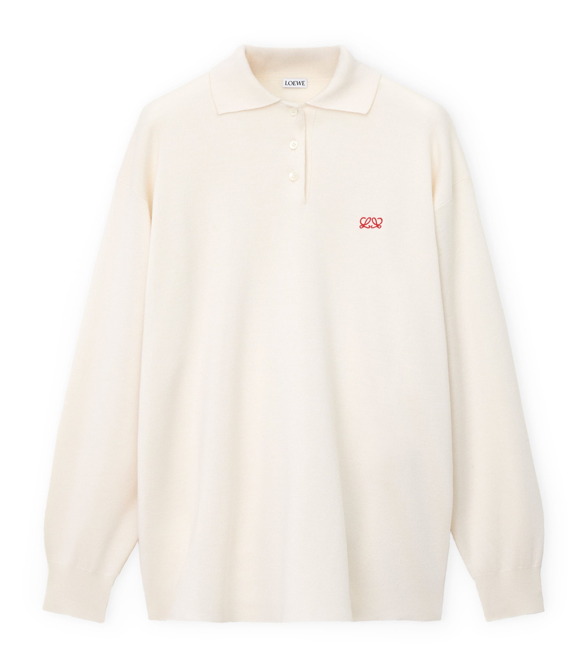 LOEWE Womens Cashmere-Blend Polo Sweater White Image 1