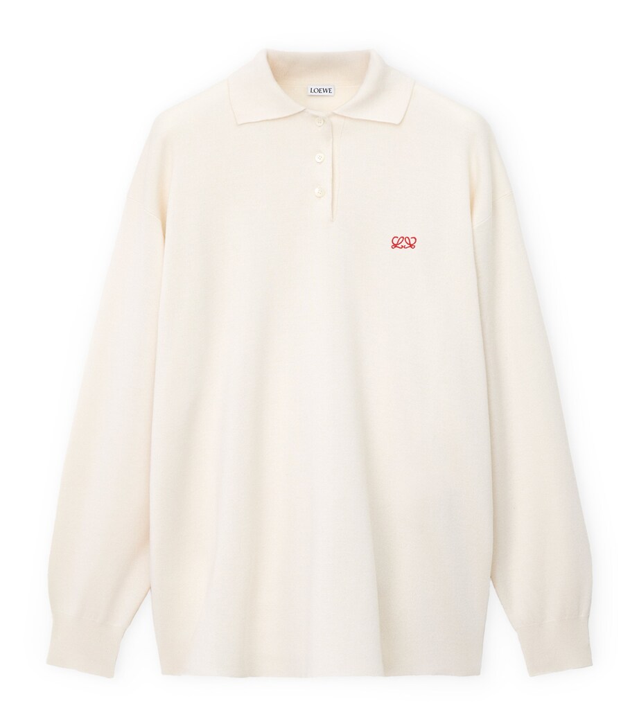 LOEWE Womens Cashmere-Blend Polo Sweater White Image 1