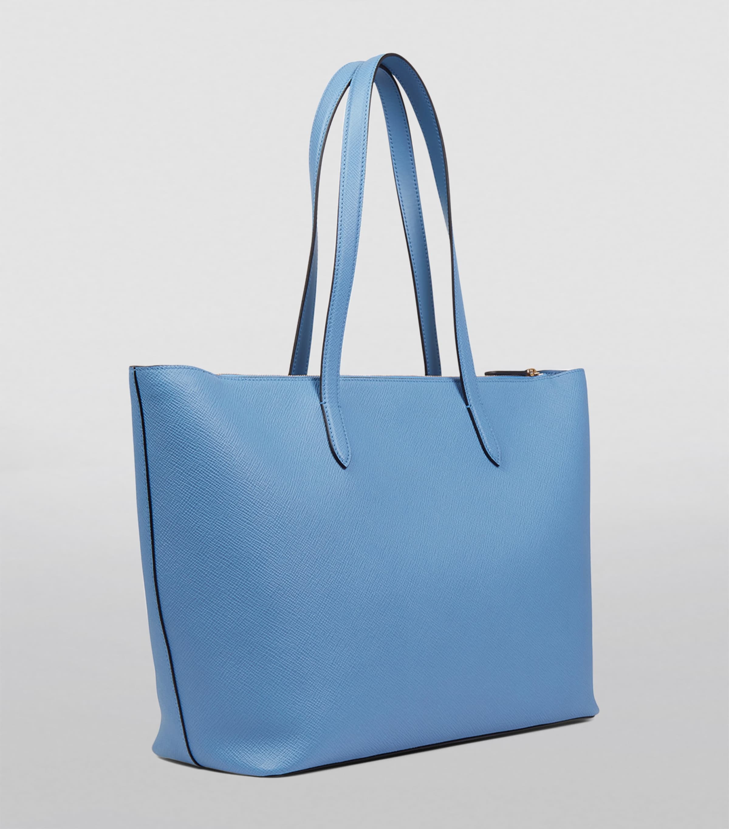 Smythson East West Tote Bag with Zip Nile Blue Image 2
