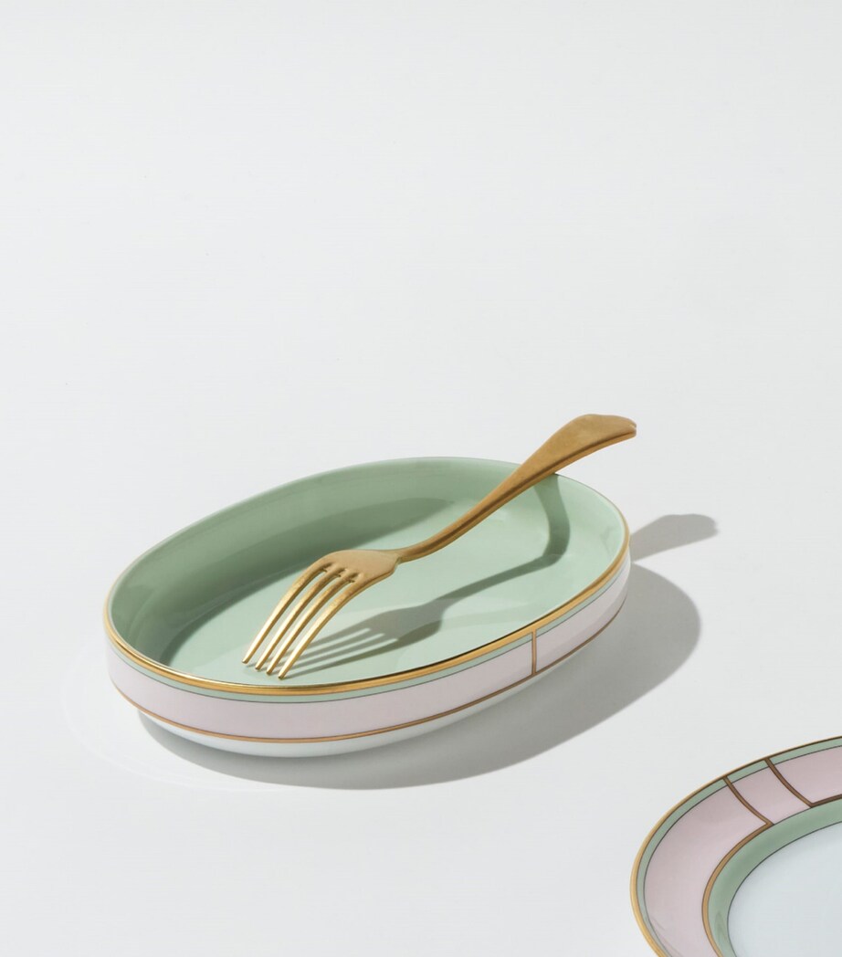 GINORI 1735 Porcelain Colonna Diva Verde Pickle Dish (21.5cm) Image 4