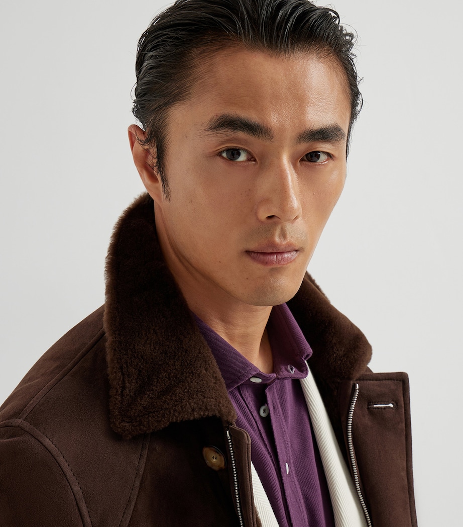 Suede-Shearling Pea Coat C4255 Image 6