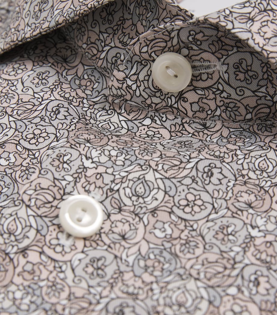 Eton Mens Signature Twill Floral Slim Shirt Beige Image 5