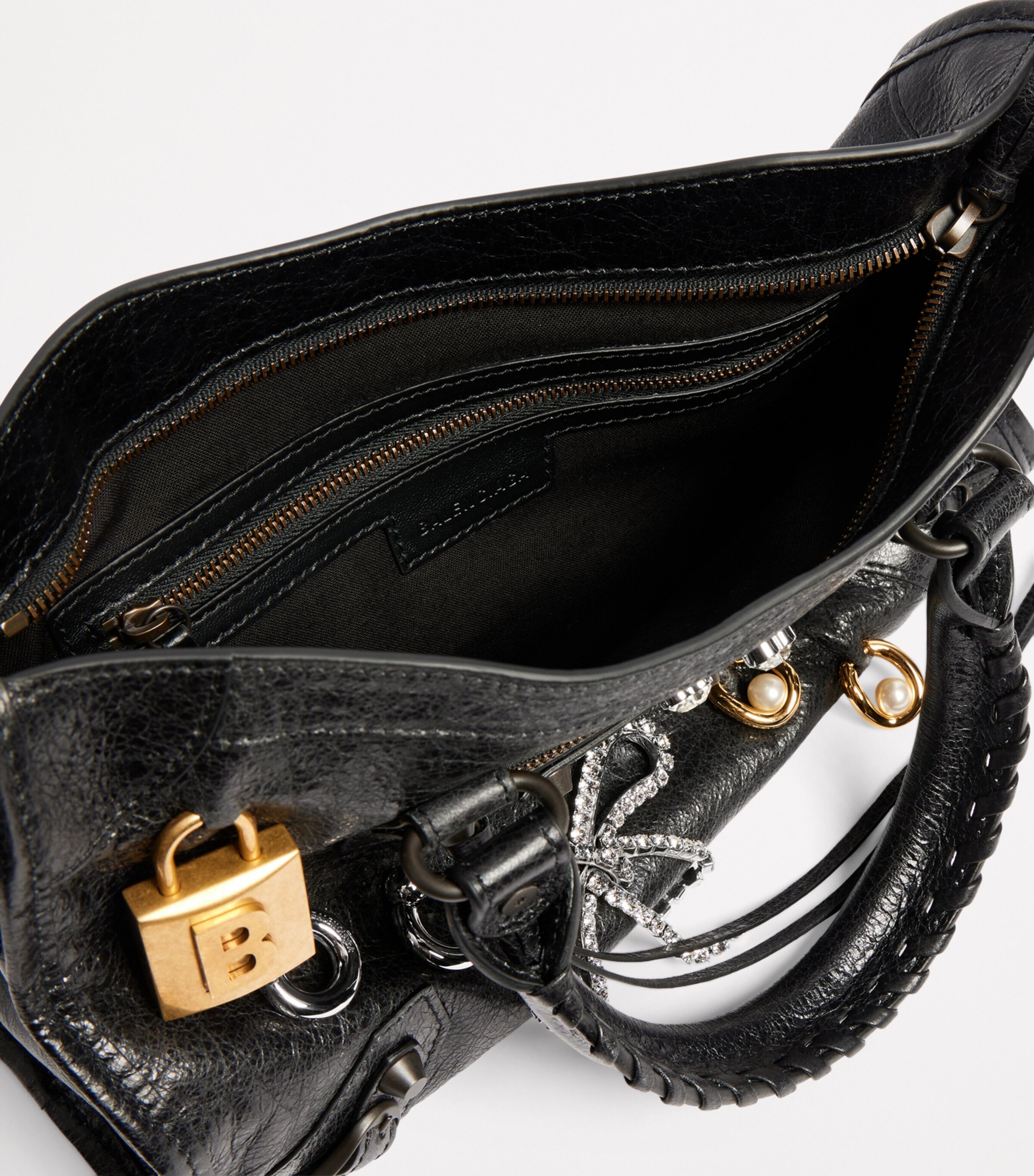 Balenciaga Small Lambskin Embellished Le City Top-Handle Bag Image 5