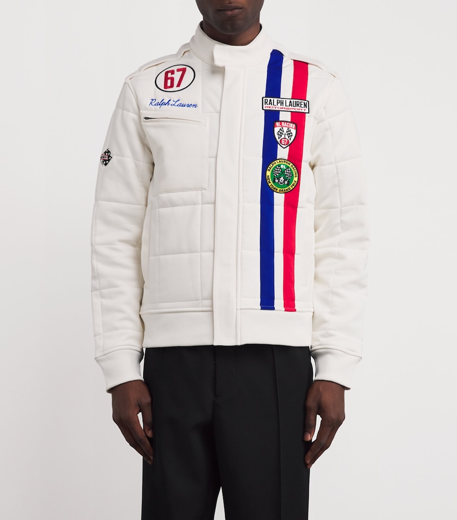 Polo Ralph Lauren Mens Double-Knit Racing Logo Jacket White Image 3