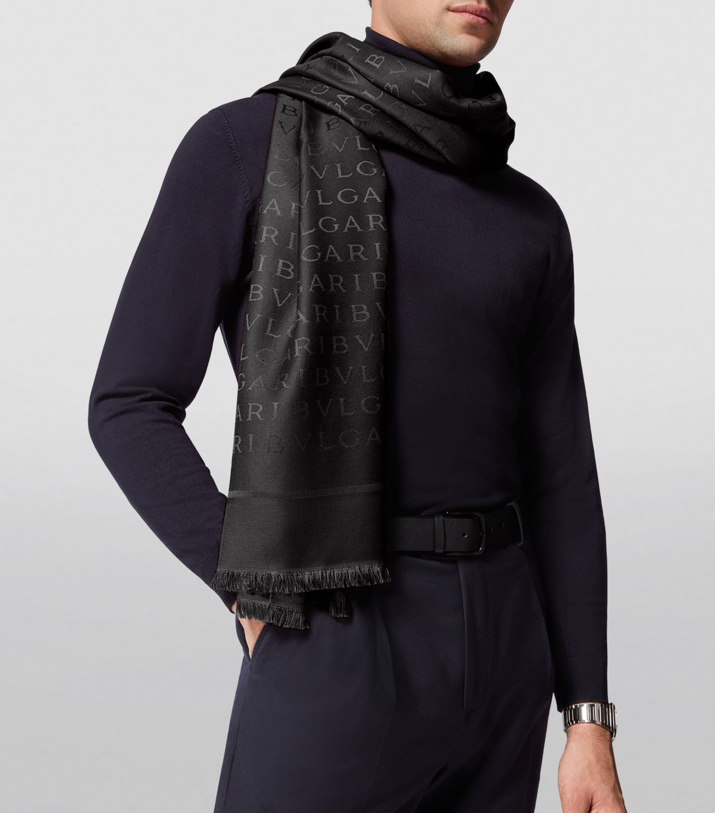 Bvlgari Black Logomania Lettere Maxi Print Scarf | Harrods UK