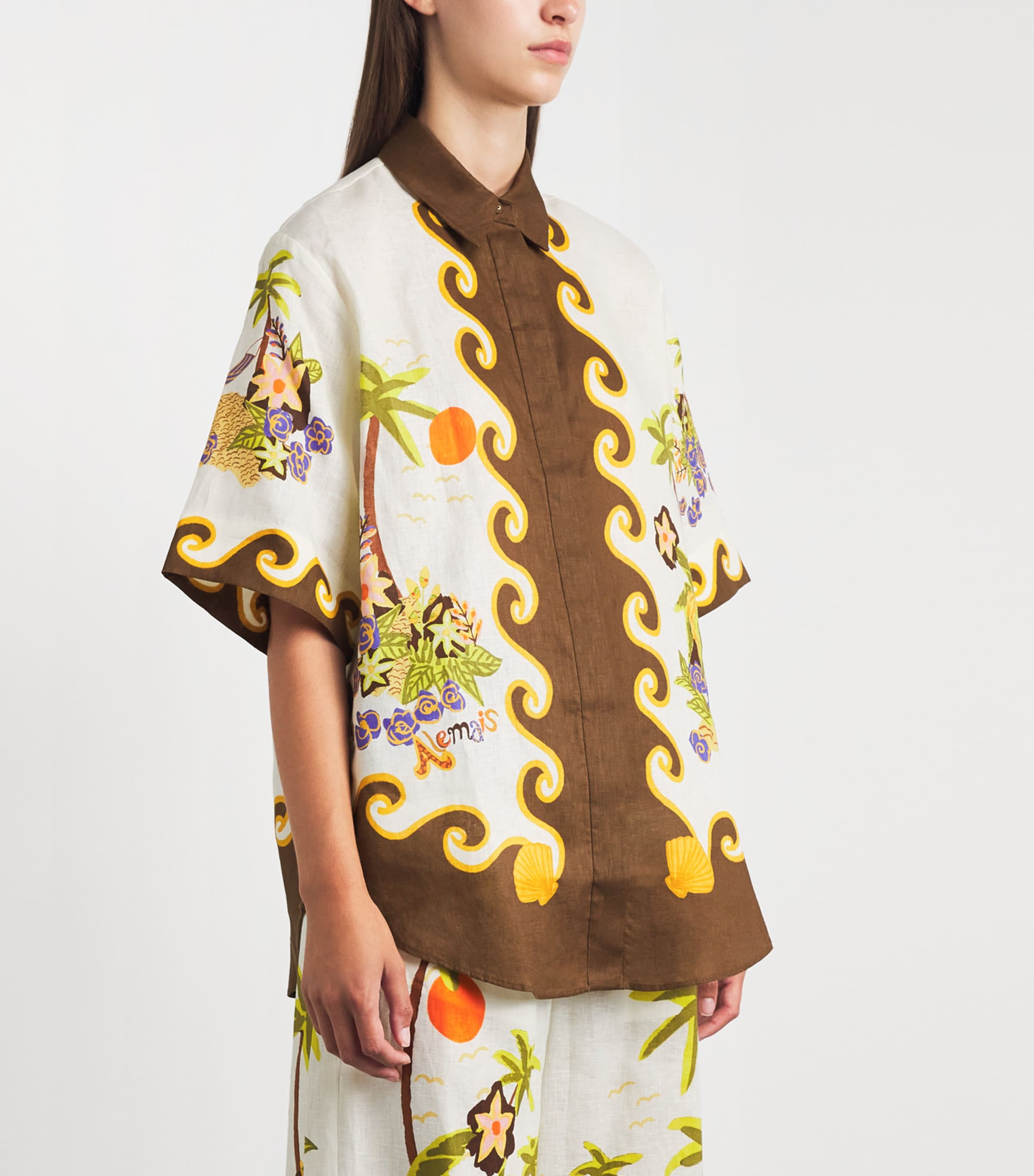 ALEMAIS Womens Linen Island Cove Shirt Cream Image 4