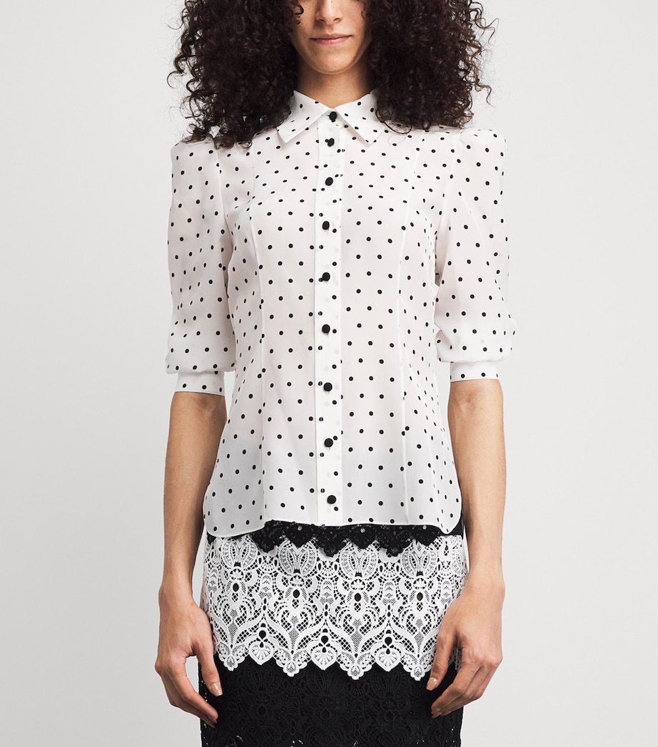 Carolina Herrera Womens Silk Polka-Dot Blouse Ivory Multi Image 4