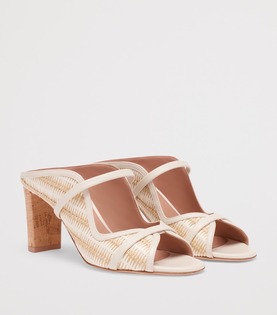 Malone Souliers Striped Raffia Norah Heeled Sandals 70 Cream Image 3