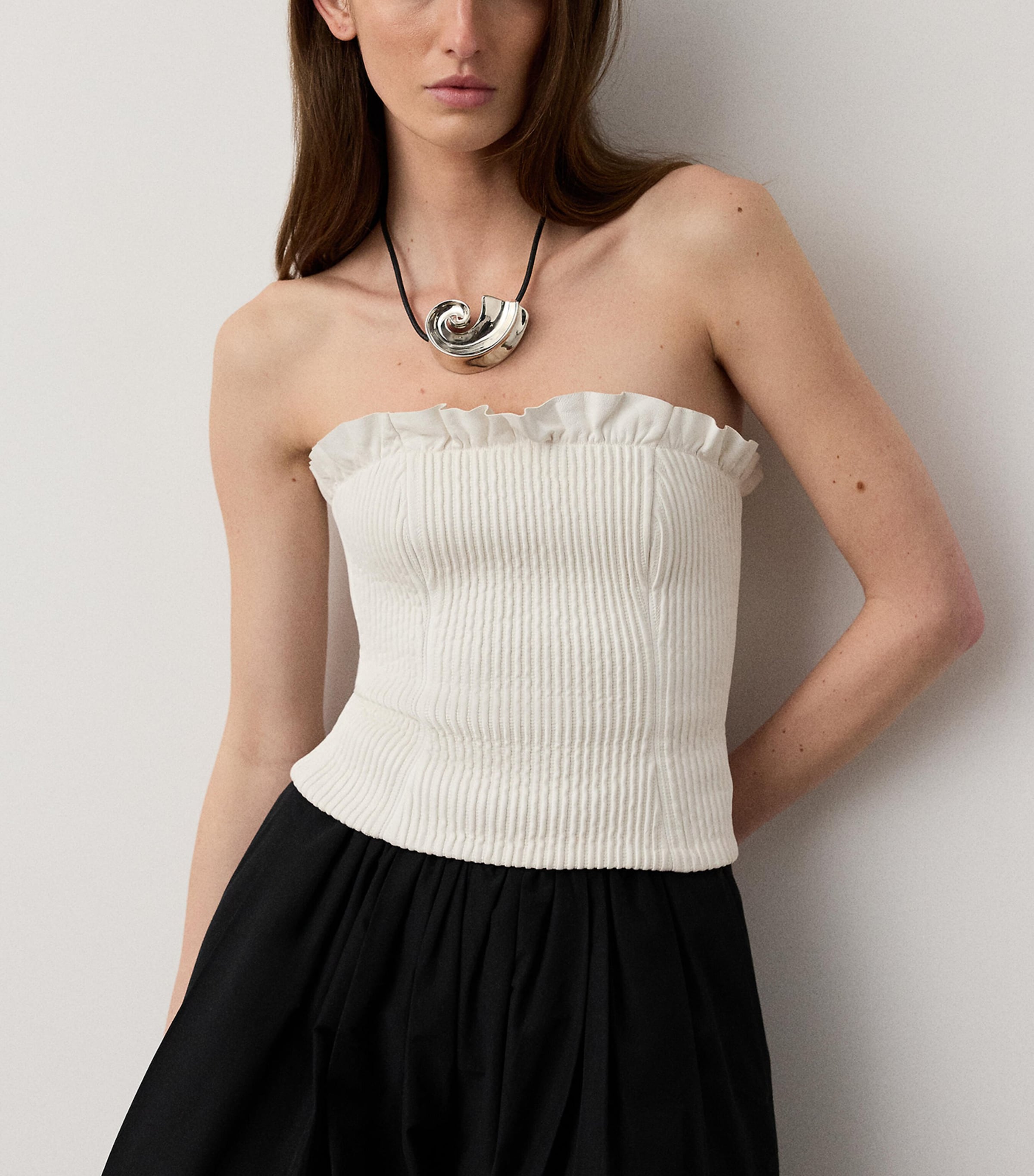 Ralph Lauren Collection Womens Leather Fisher Bustier Top Cream Image 6
