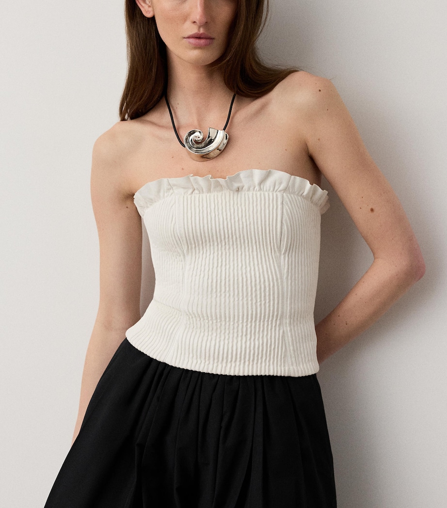 Ralph Lauren Collection Womens Leather Fisher Bustier Top Cream Image 6