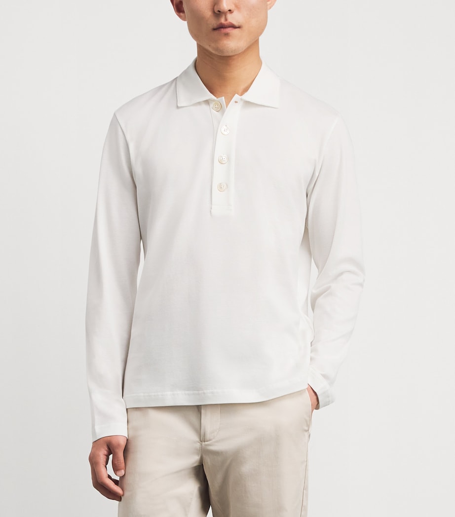 Eleventy Mens Cotton Polo Shirt Bianco Image 4