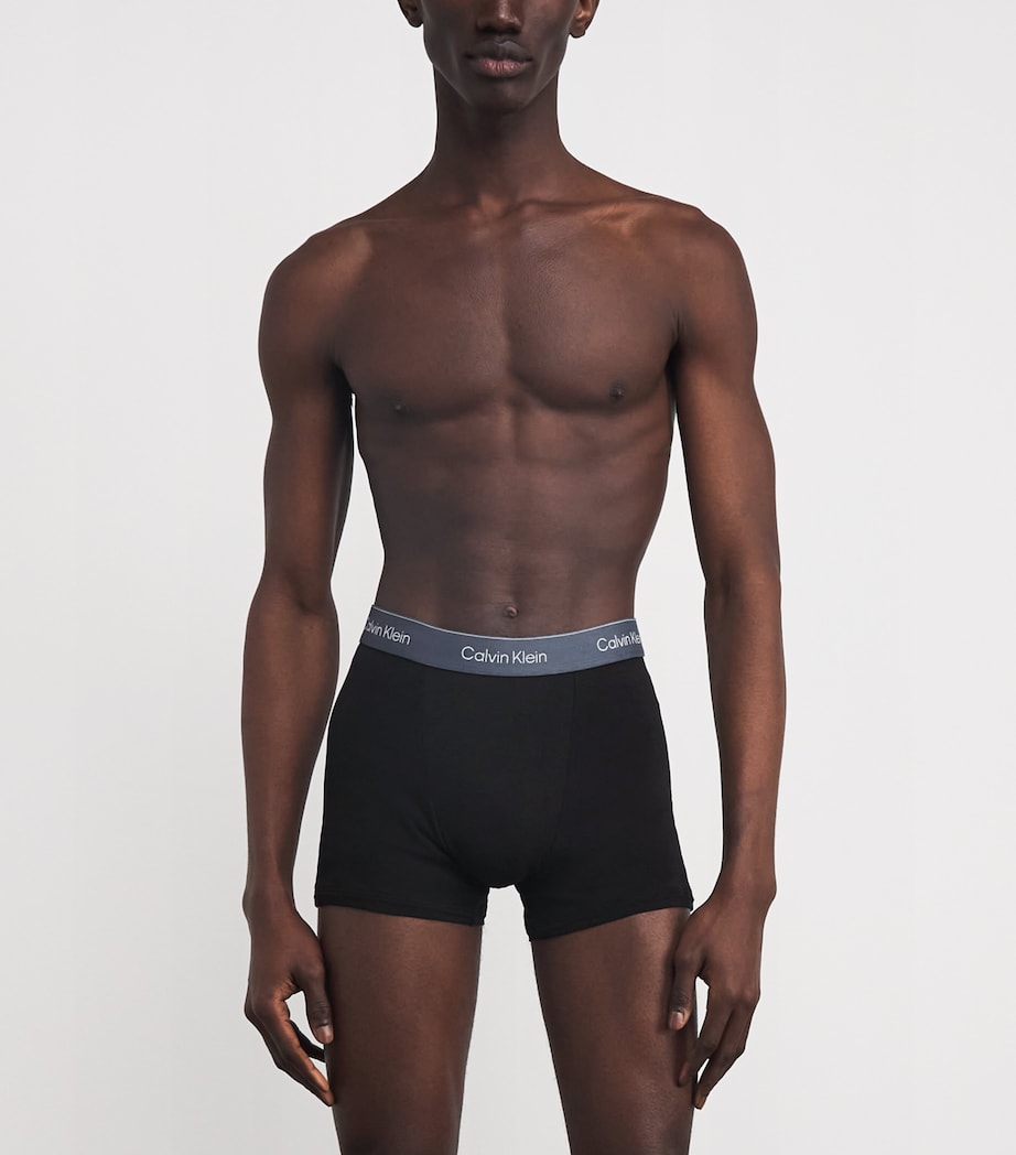 Stretch-Cotton Relaxed Icon Trunks (Pack of 3) BLACK W/ ROYALTY WB Image 2