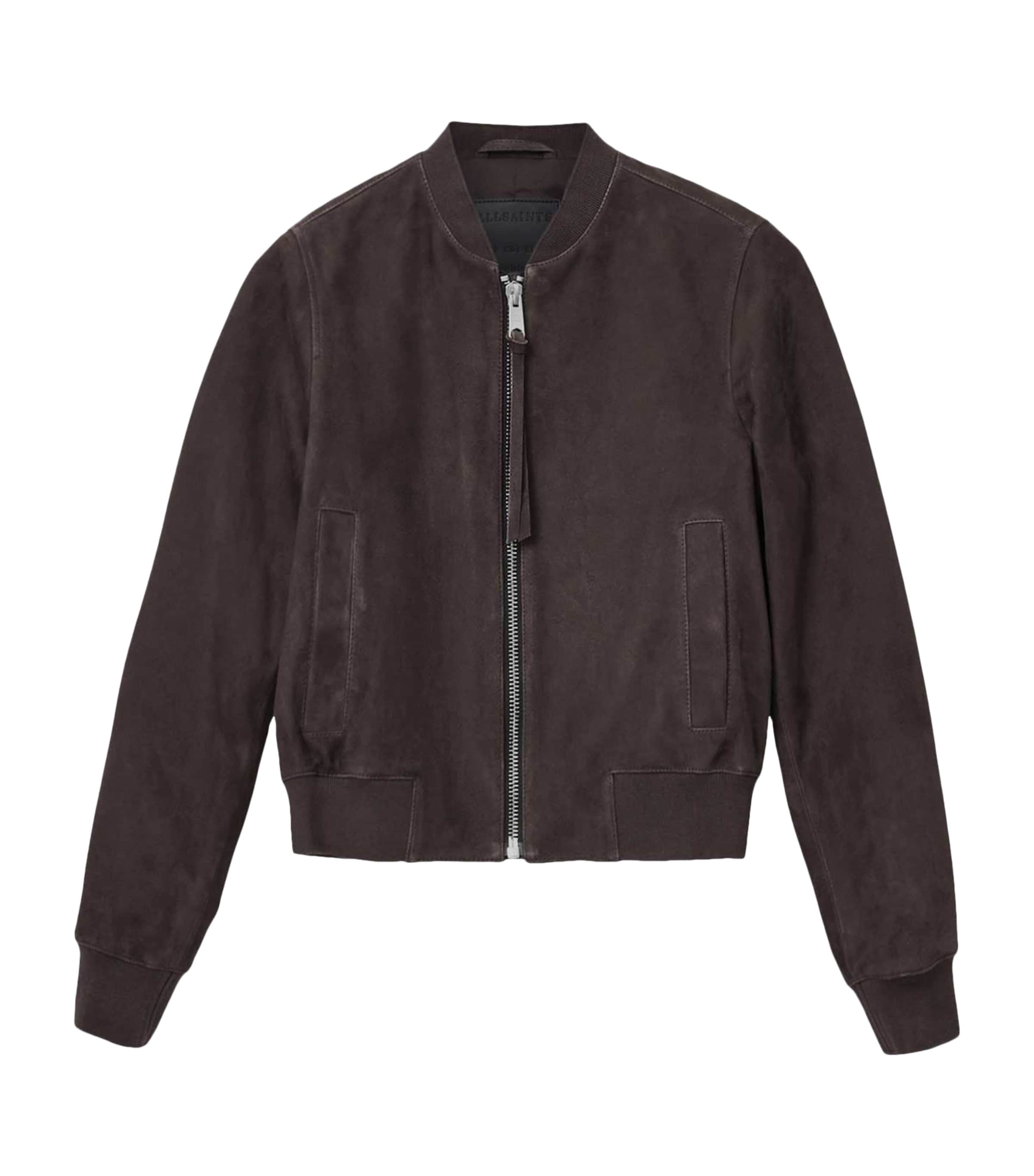 AllSaints Womens Suede Orten Bomber Jacket Bitter Brown Image 1
