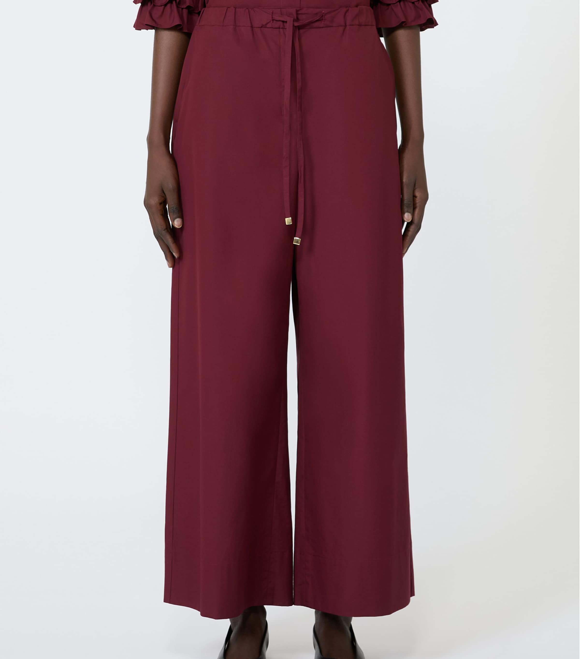 Max Mara Womens Drawstring Wide-Leg Trousers Ruby Image 3