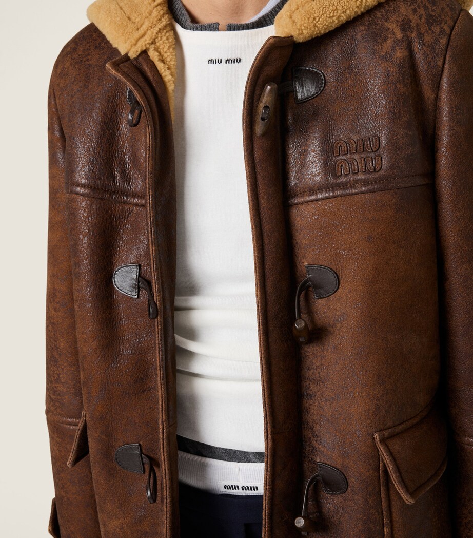 Miu Miu Womens Lambskin Logo Duffle Coat Image 5