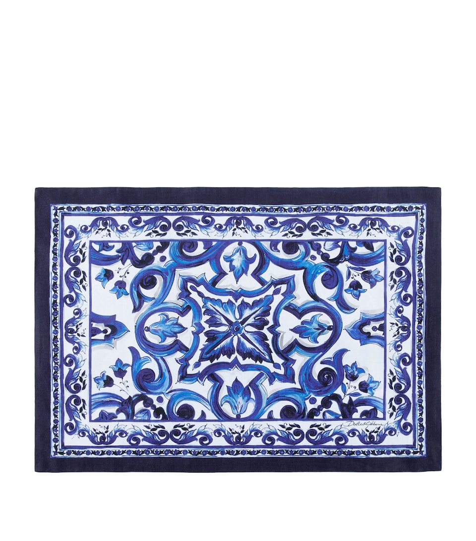 Linen Blu Mediterraneo Majolica Placemat and Napkin Set