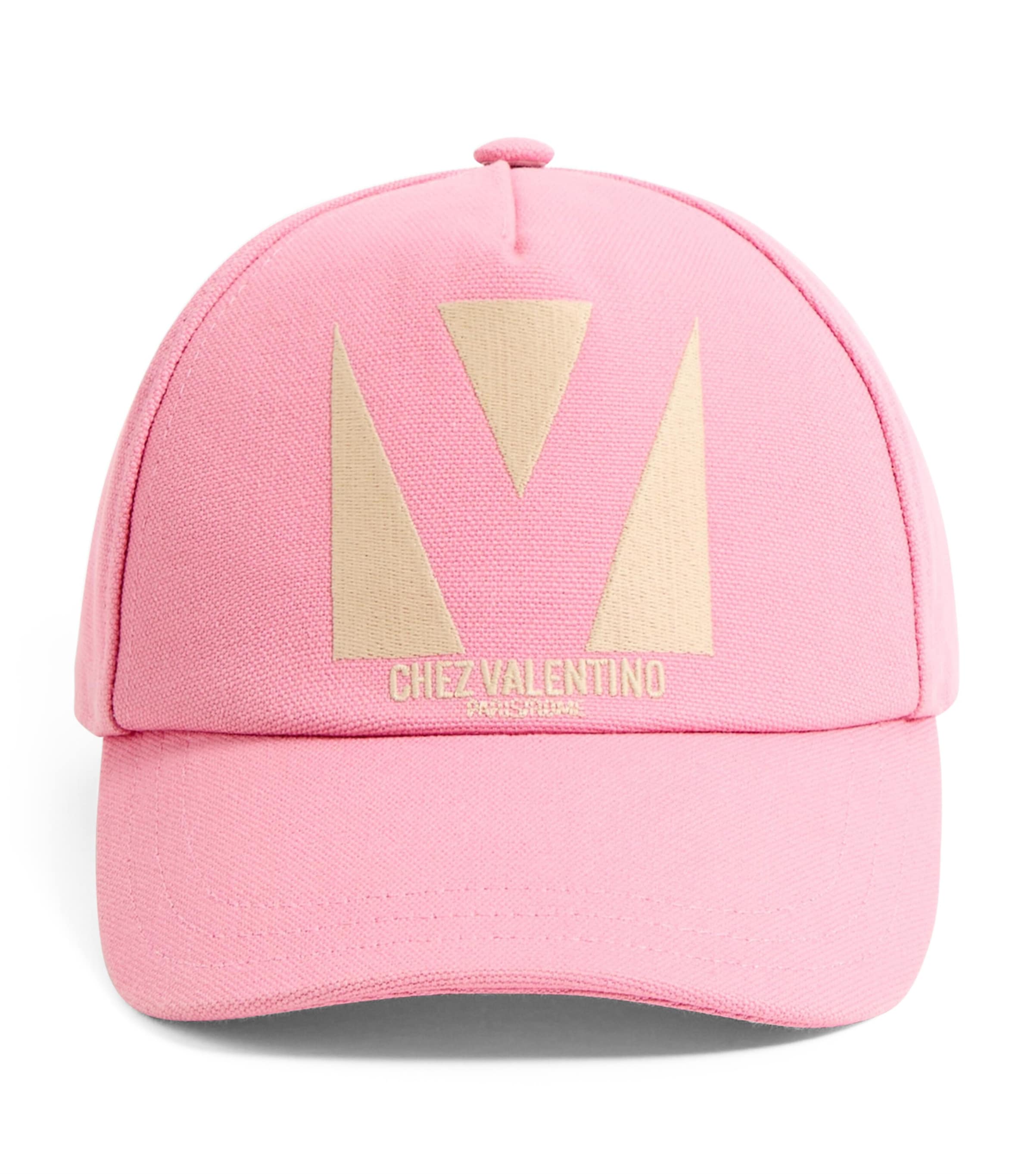 Valentino Pink Cotton Baseball Cap In Pink
